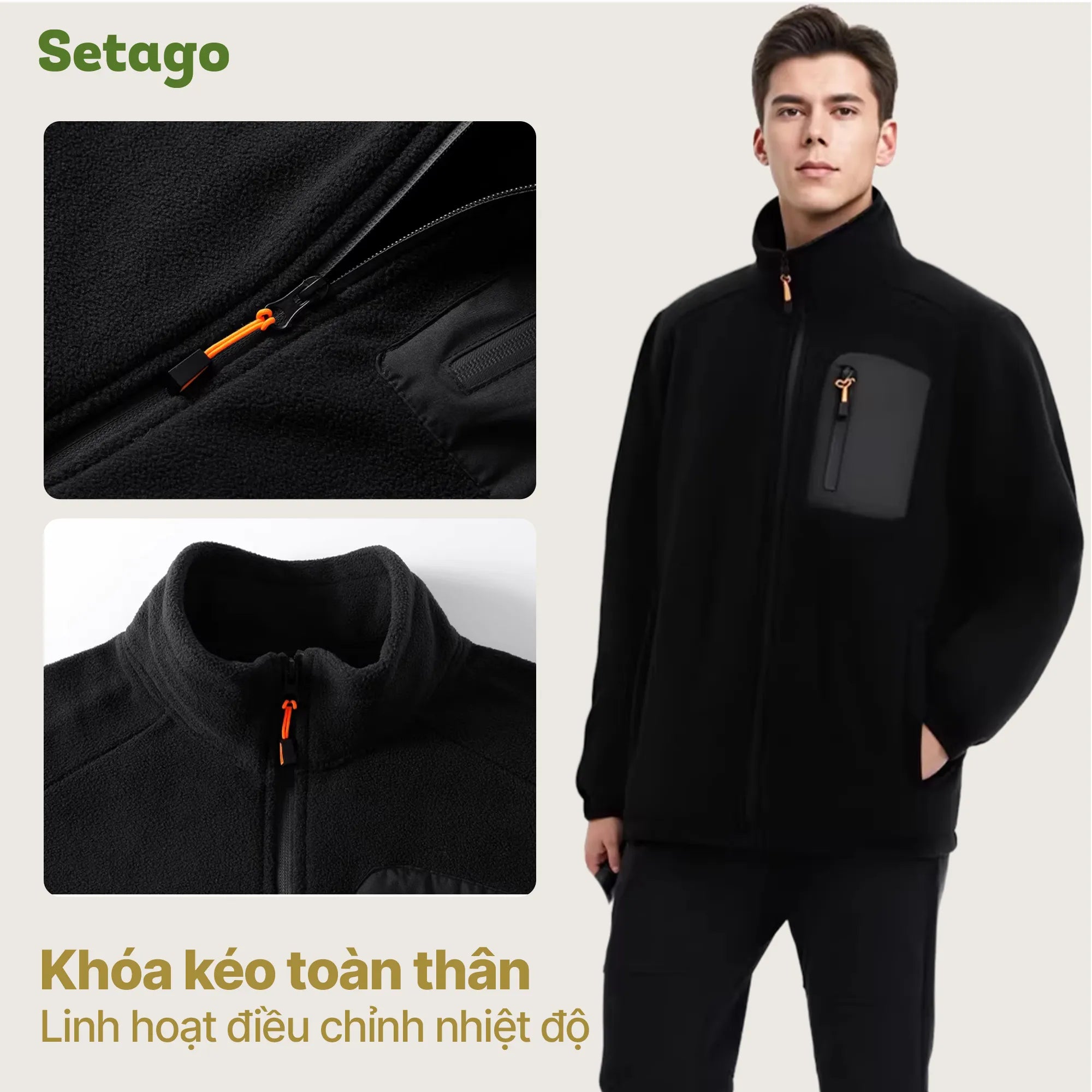 Áo khoác nỉ lông cừu Midzip – Ấm, Nhẹ, Linh Hoạt