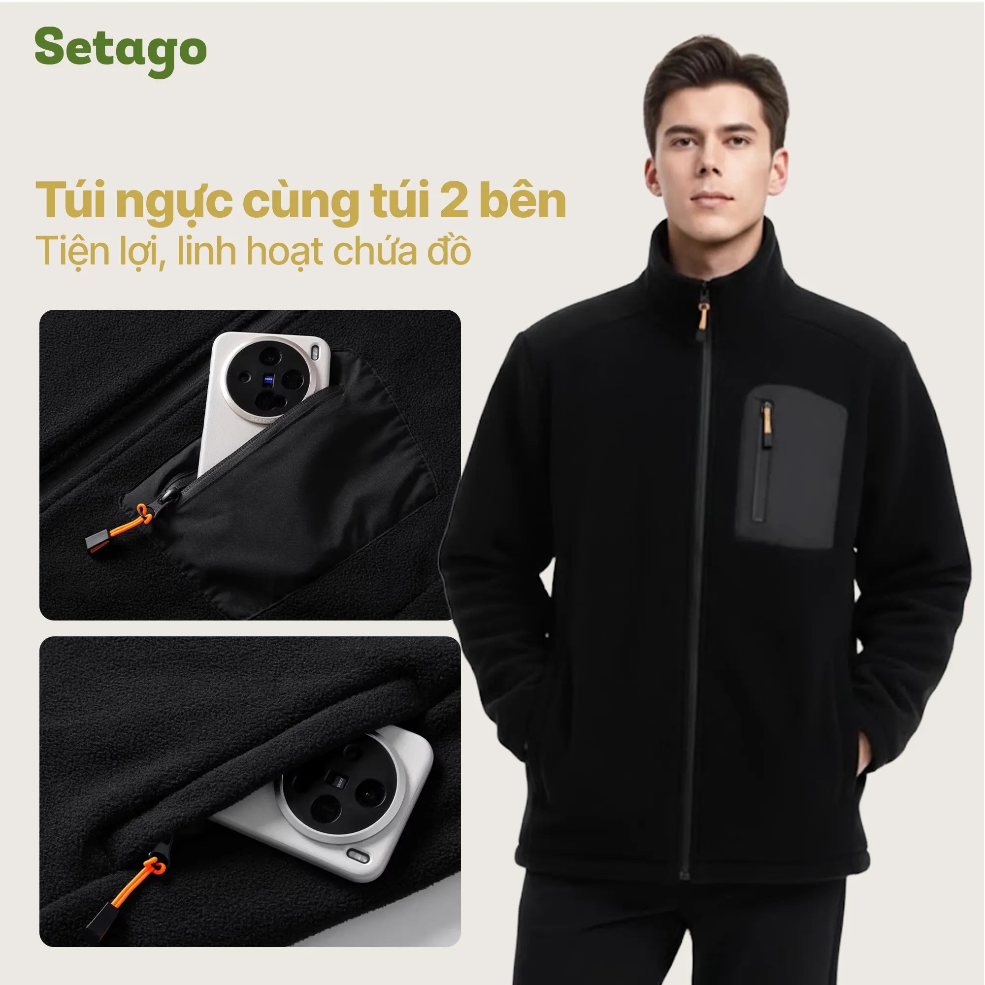 Áo khoác nỉ lông cừu Midzip – Ấm, Nhẹ, Linh Hoạt