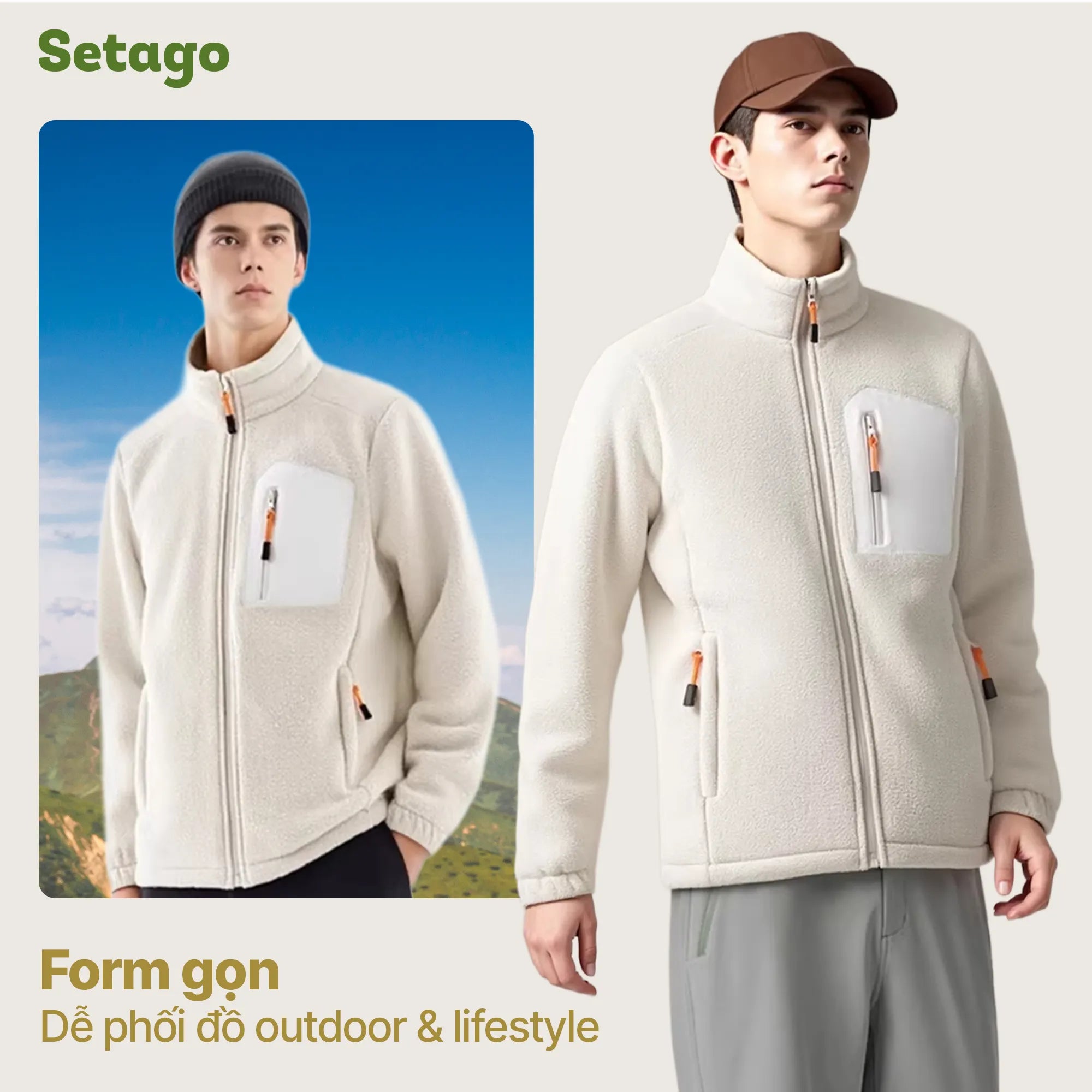 Áo khoác nỉ lông cừu Midzip – Ấm, Nhẹ, Linh Hoạt