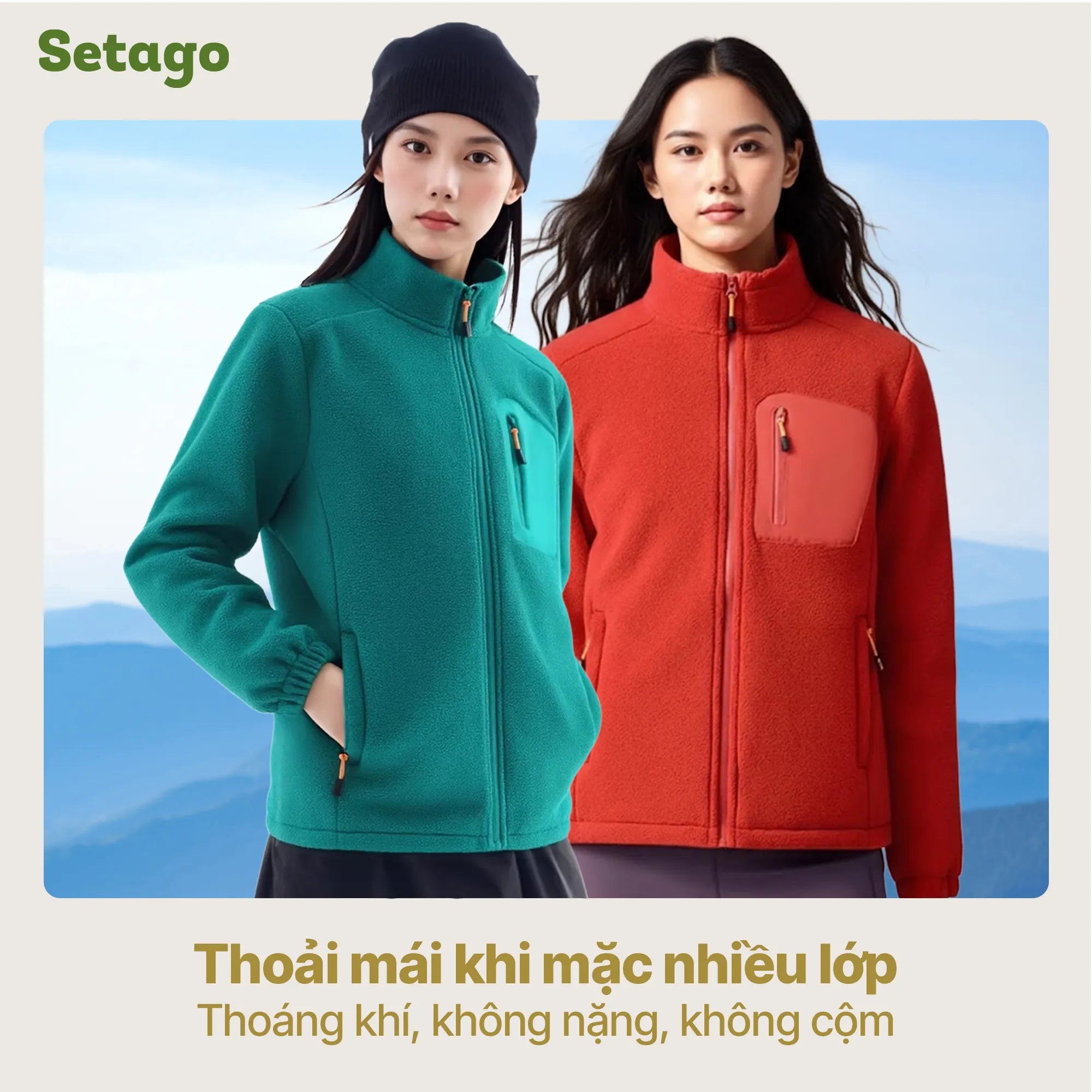 Áo khoác nỉ lông cừu Midzip – Ấm, Nhẹ, Linh Hoạt