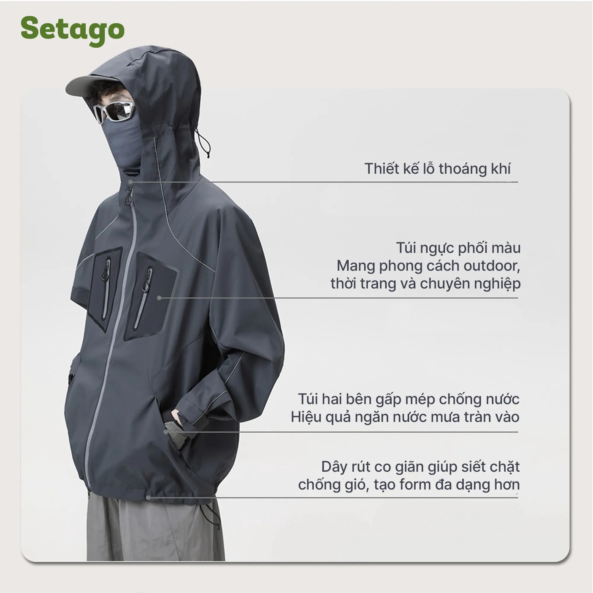 Áo khoác Mountic chống nước nhiều túi