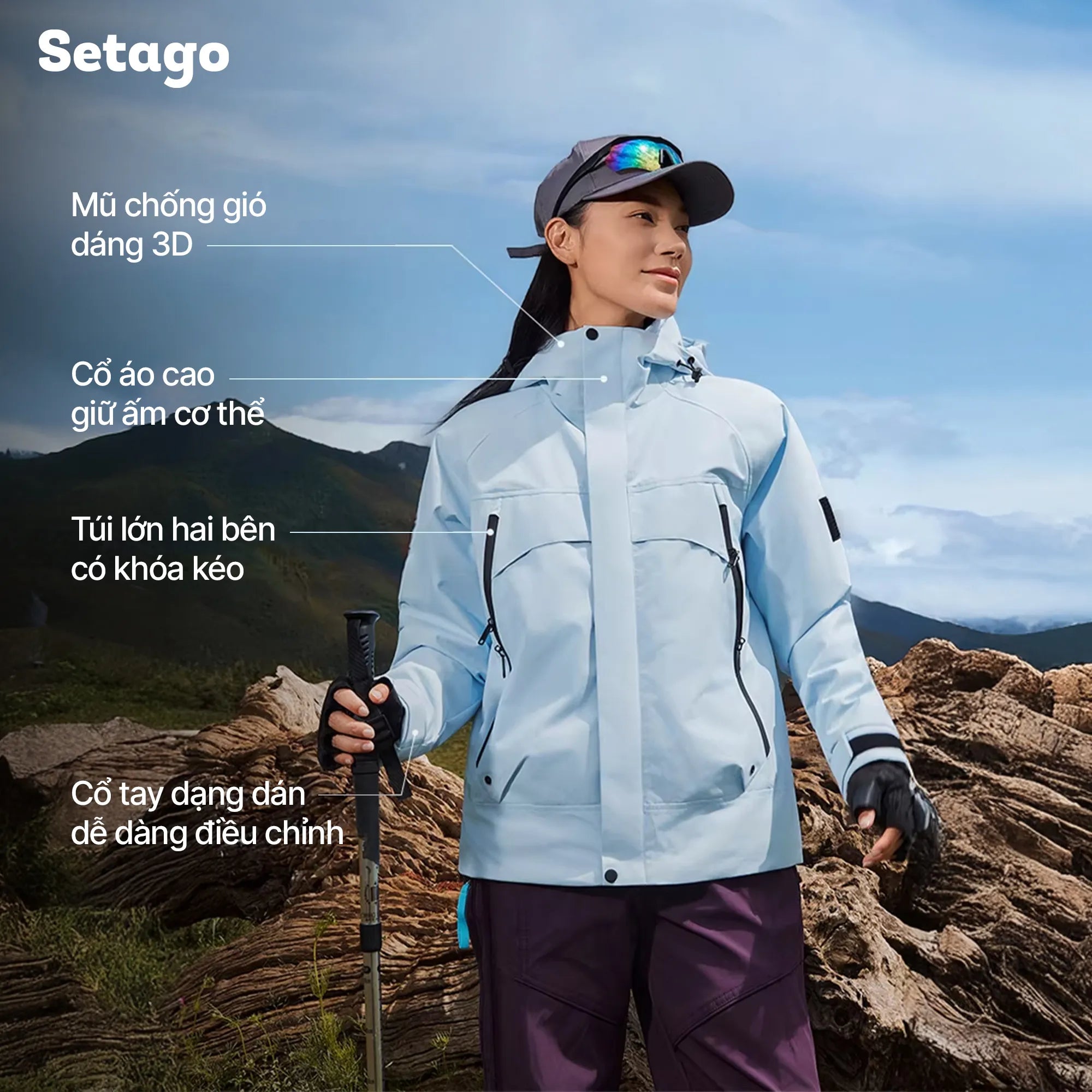 Áo khoác phao dã ngoại lông cừu kháng nước gọn nhẹ Stormer