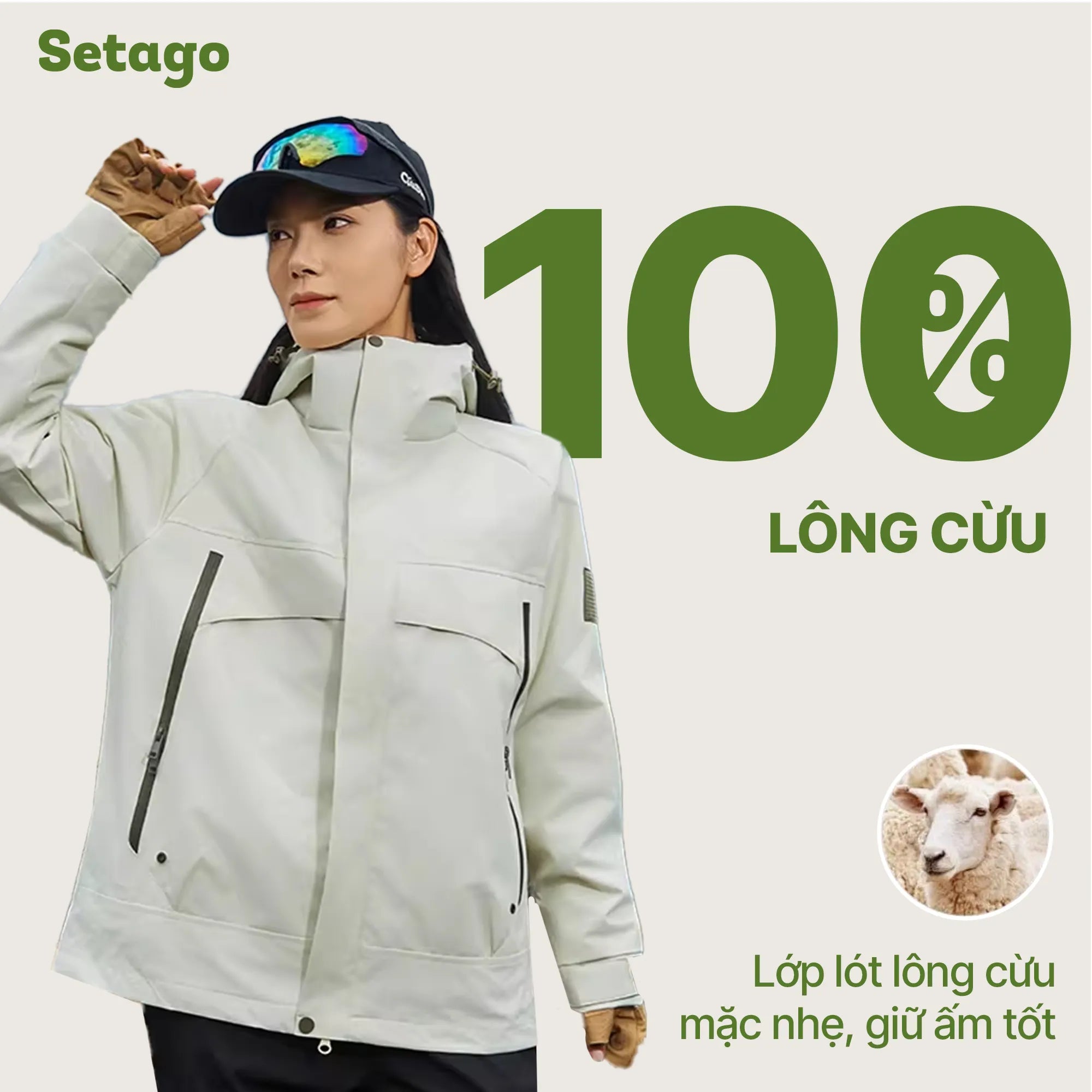 Áo khoác phao dã ngoại lông cừu kháng nước gọn nhẹ Stormer