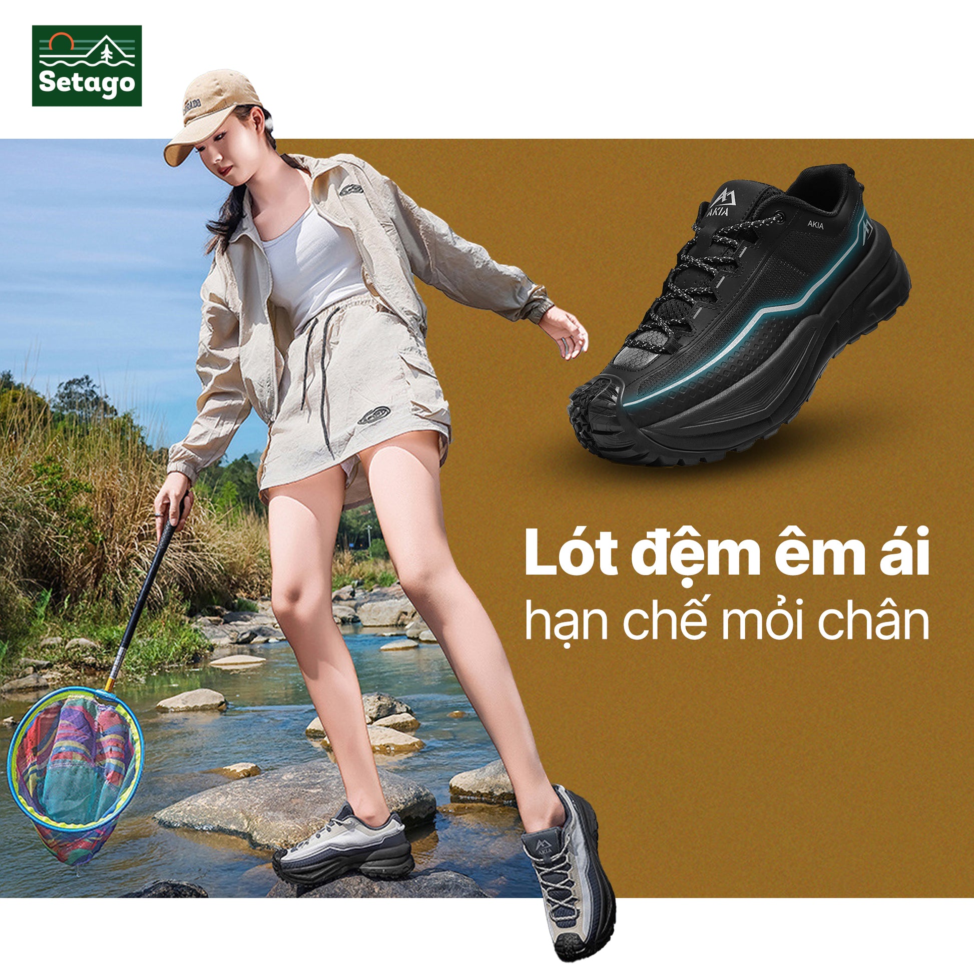 Giày thể thao AKIA - Bám đường, chống nước, linh hoạt cho mọi địa hình