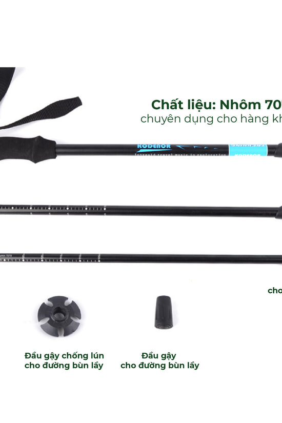 Gậy Leo Núi KODENOR 7075 – Siêu Nhẹ 245g, Chiều dài linh hoạt, Tay Cầm EVA Chống Trượt