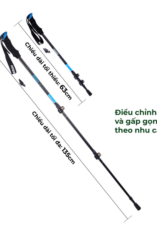 Gậy Leo Núi KODENOR 7075 – Siêu Nhẹ 245g, Chiều dài linh hoạt, Tay Cầm EVA Chống Trượt