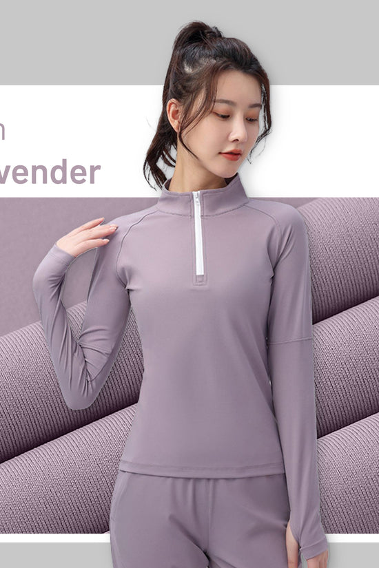 Áo dài tay Half-zip nữ - form ôm người, co giãn và mỏng nhẹ