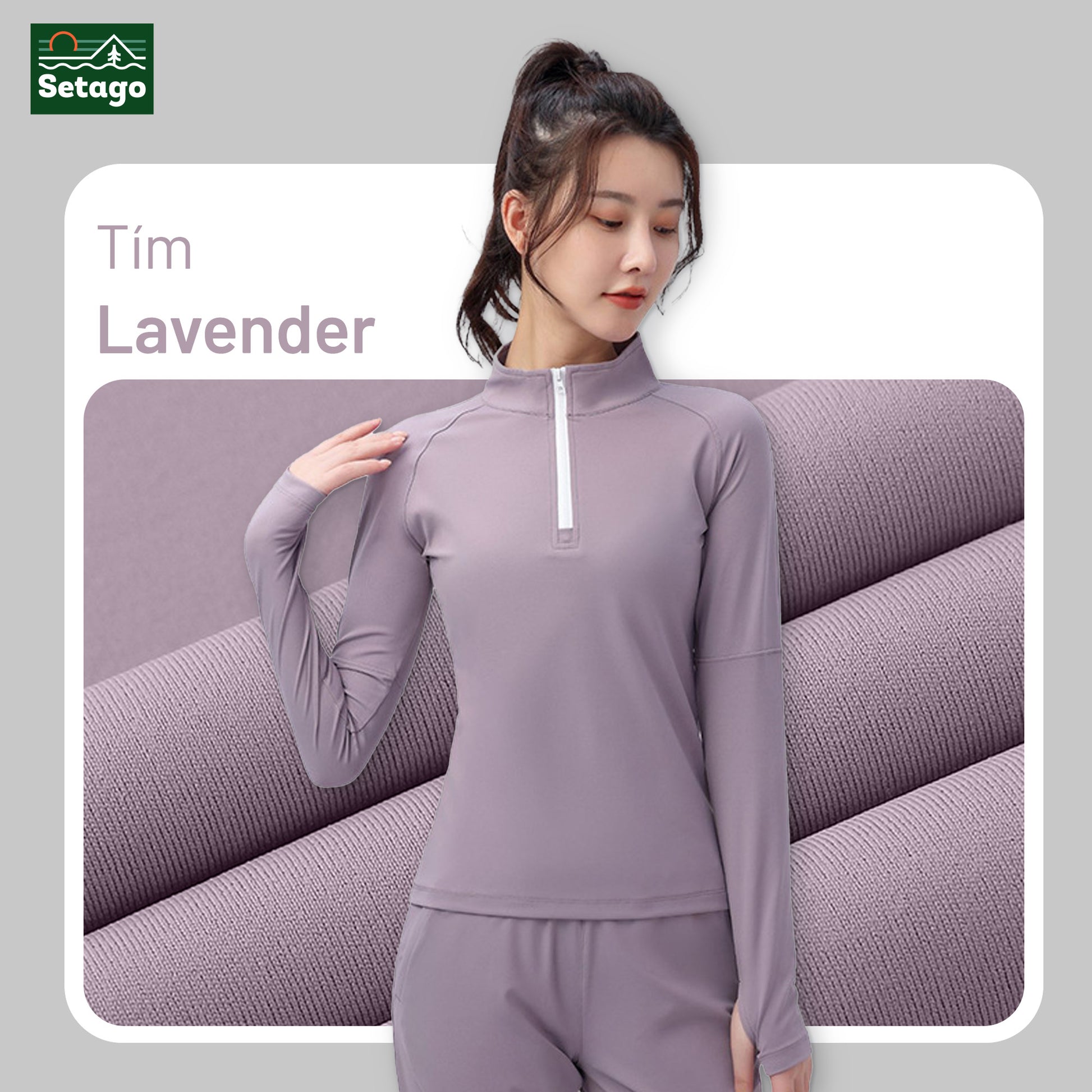 Áo dài tay Half-zip nữ - form ôm người, co giãn và mỏng nhẹ
