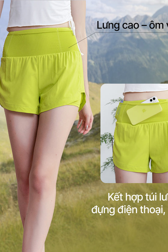 Quần short thể thao nữ 2 lớp InOut - 2 lớp co giãn, thoải mái chuyển động