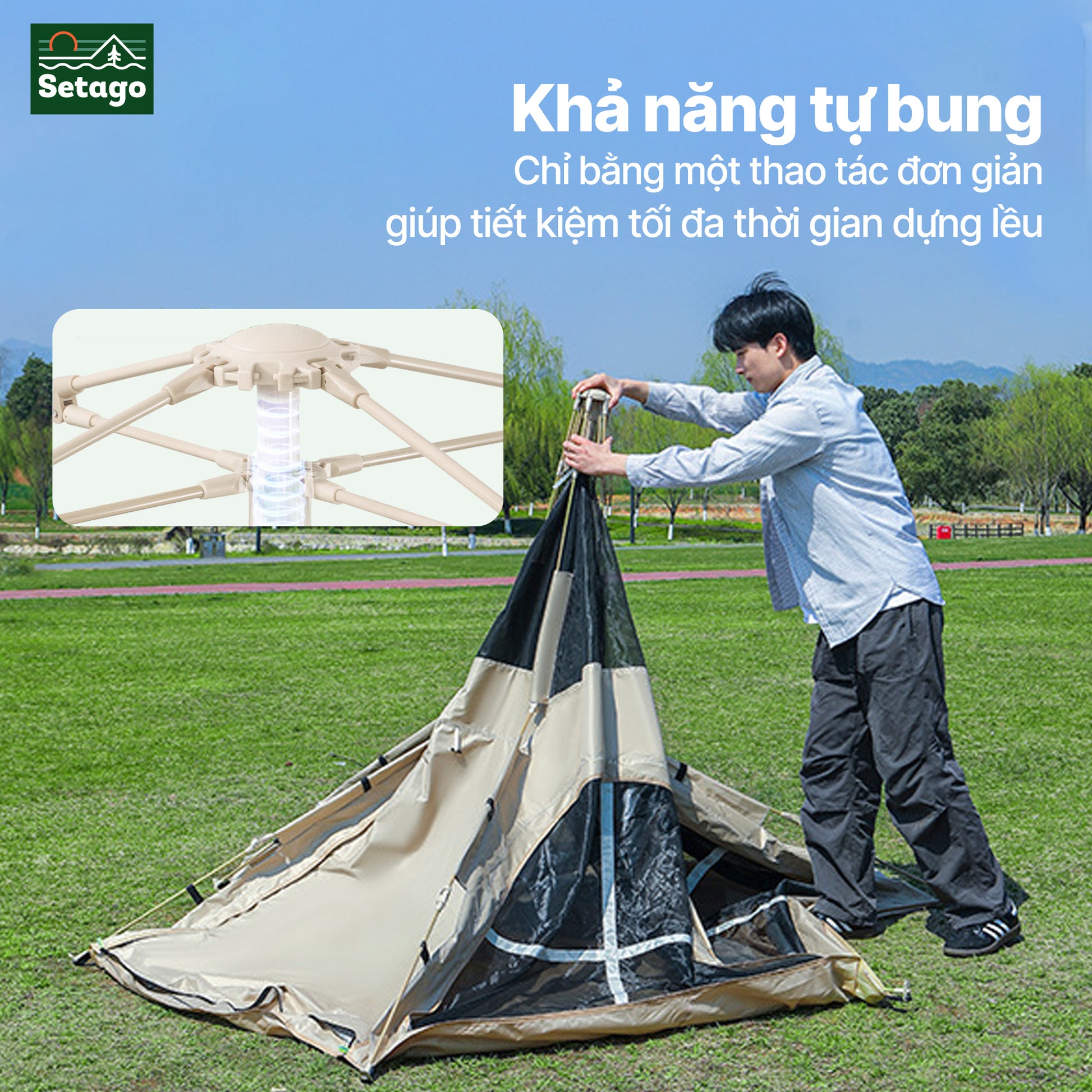 Lều tự bung Nomora, không gian lớn - chống nắng, mưa, cản gió