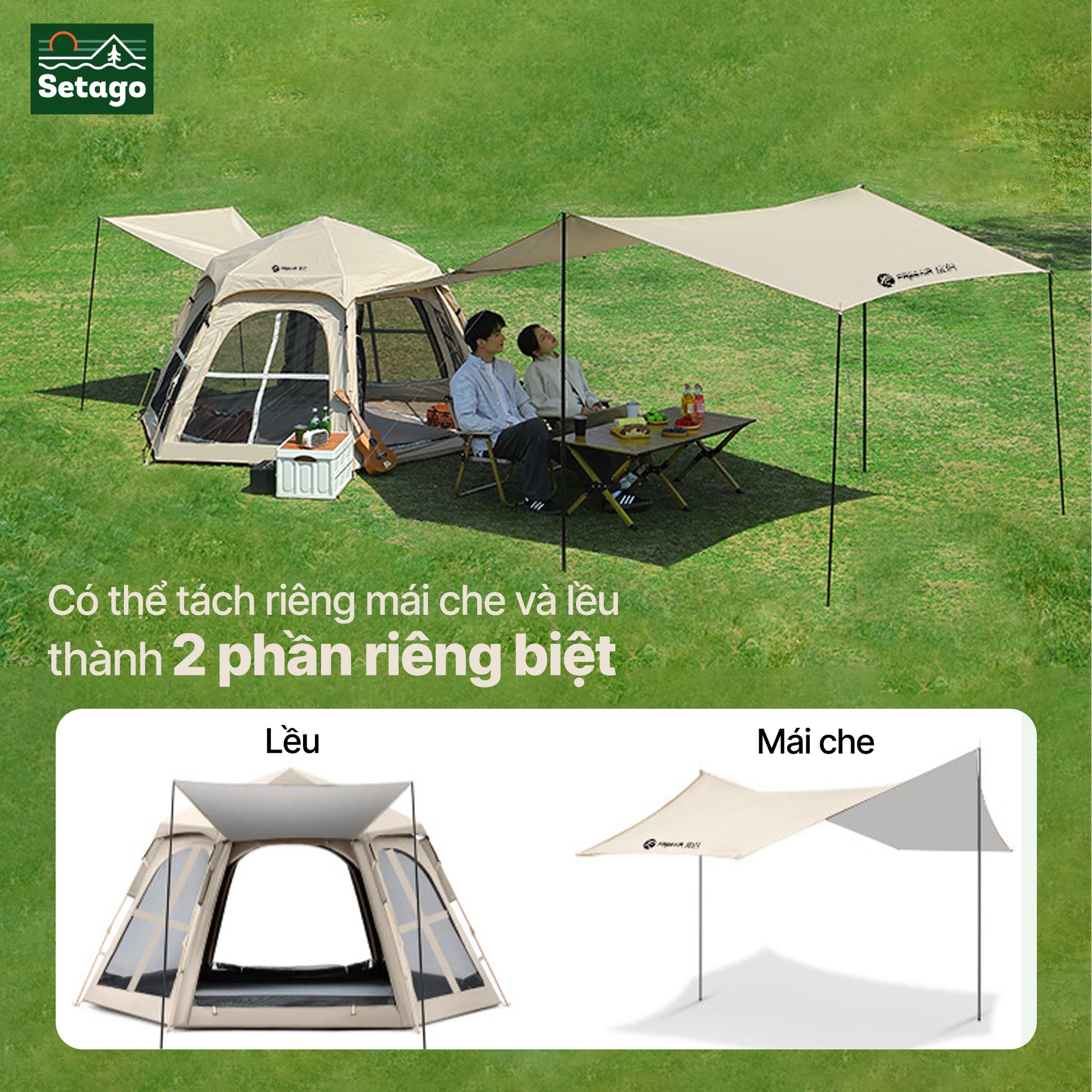 Lều tự bung Nomora, không gian lớn - chống nắng, mưa, cản gió