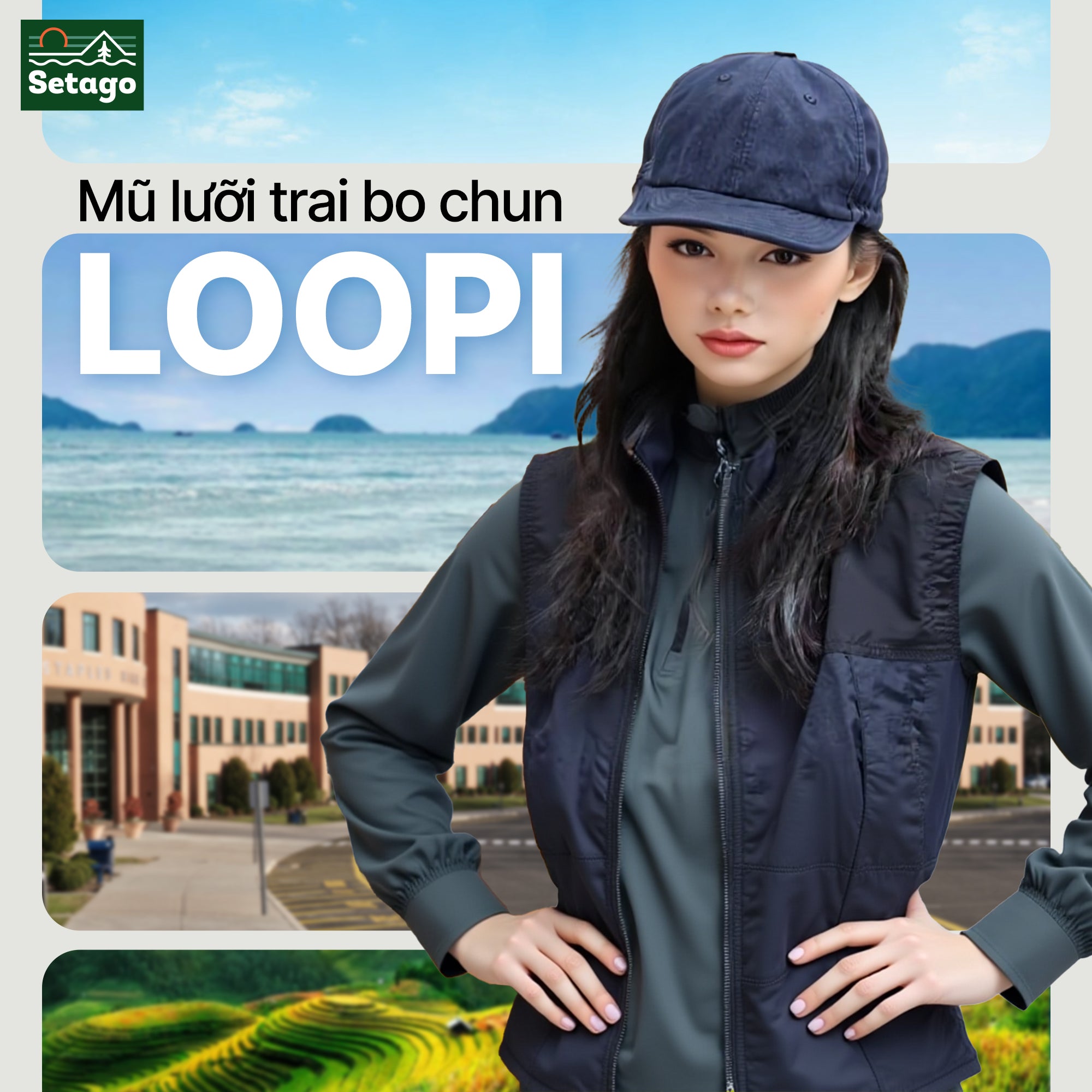 Mũ lưỡi trai bo chun Loopi - linh hoạt, thời trang