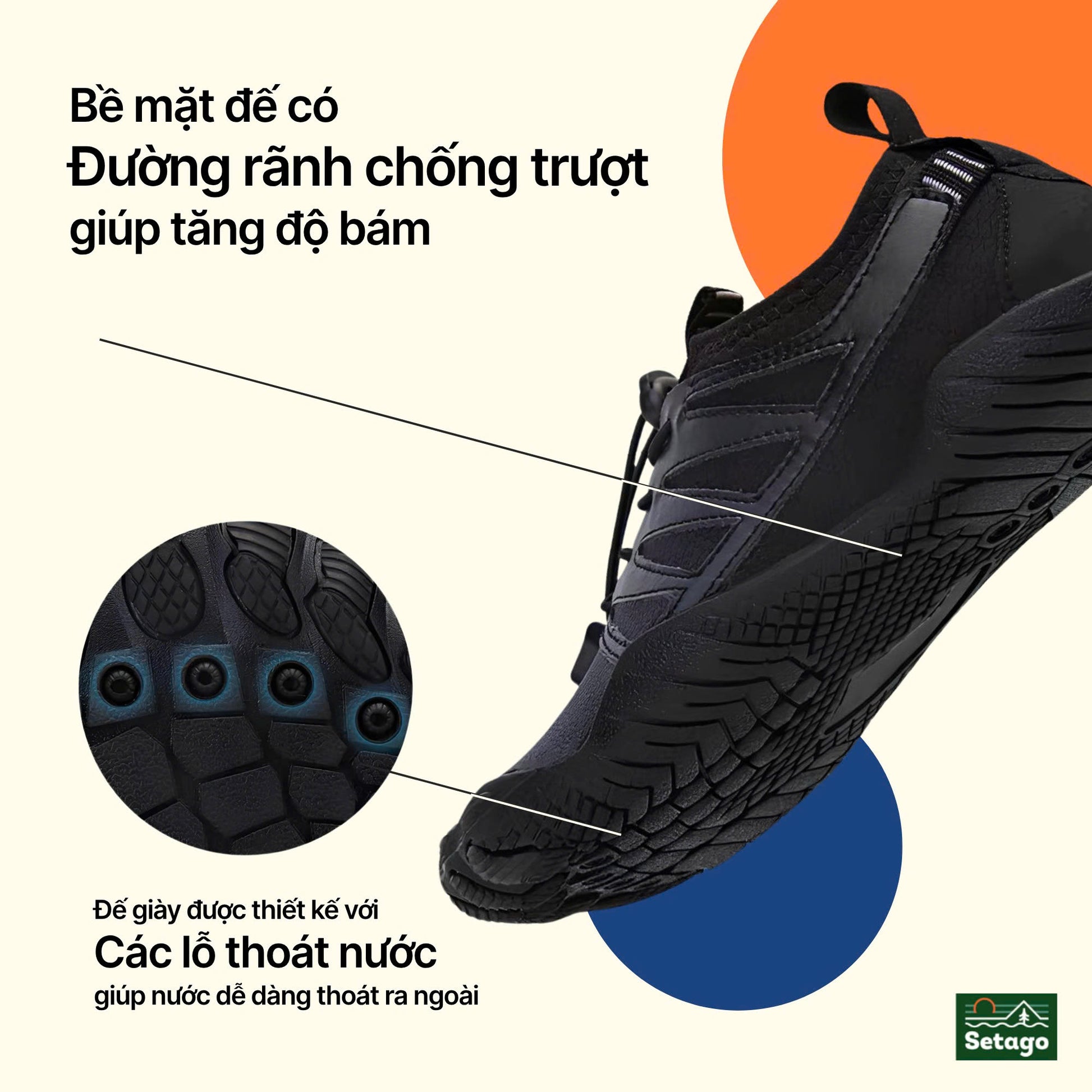 Giày lội nước, lặn biển - thoáng khí, chống trượt, đàn hồi