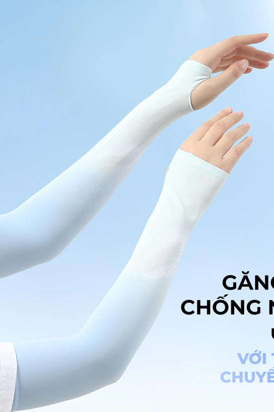Găng tay chống nắng SPF 50+ chất vải lụa băng co giãn, mát lạnh, thấm hút nhanh khô