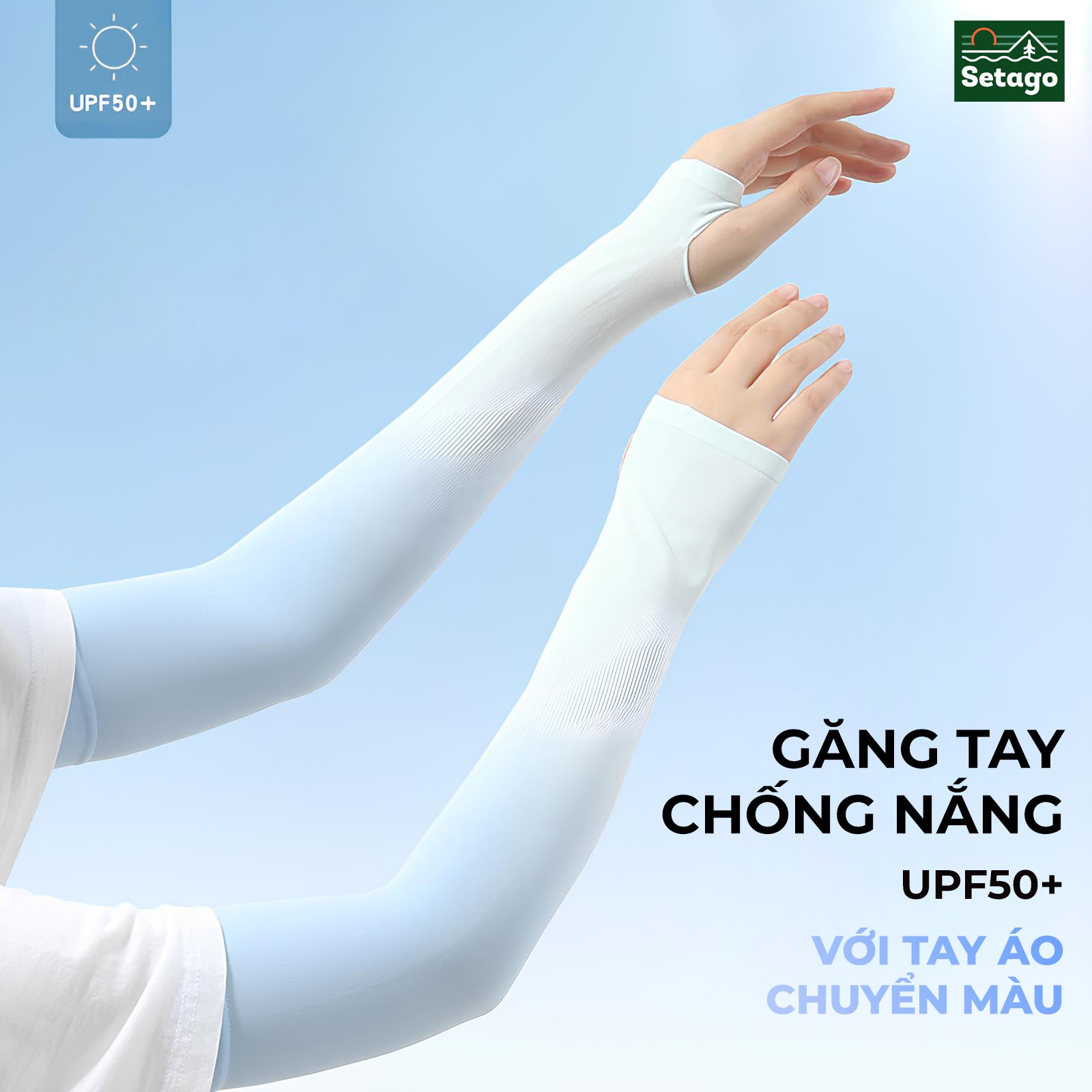 Găng tay chống nắng SPF 50+ chất vải lụa băng co giãn, mát lạnh, thấm hút nhanh khô