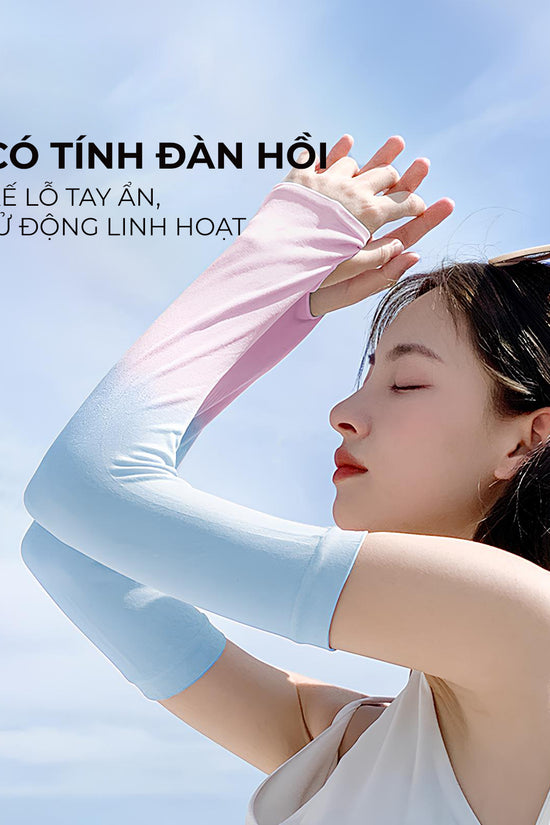 Găng tay chống nắng SPF 50+ chất vải lụa băng co giãn, mát lạnh, thấm hút nhanh khô
