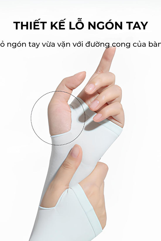 Găng tay chống nắng SPF 50+ chất vải lụa băng co giãn, mát lạnh, thấm hút nhanh khô