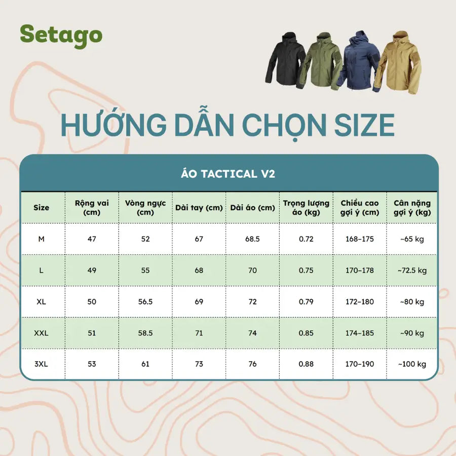 Áo khoác dã ngoại dáng quân đội Tactical V2