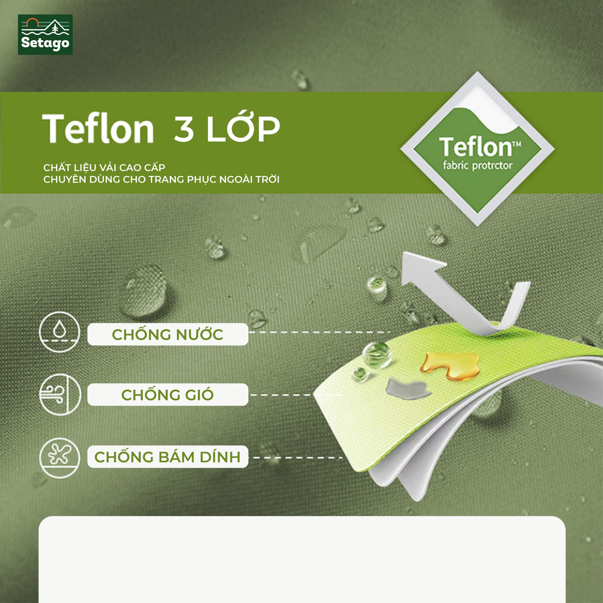 Áo khoác dã ngoại Venture - vải Teflon 3 lớp chống nước, chống bám, bẩn chống gió lạnh