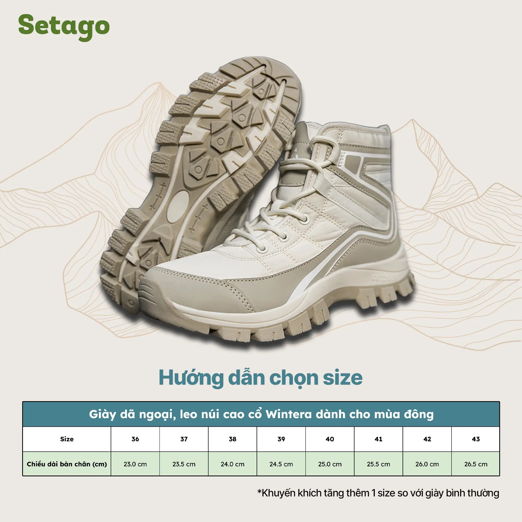 Giày dã ngoại, leo núi cao cổ Wintera dành cho mùa đông