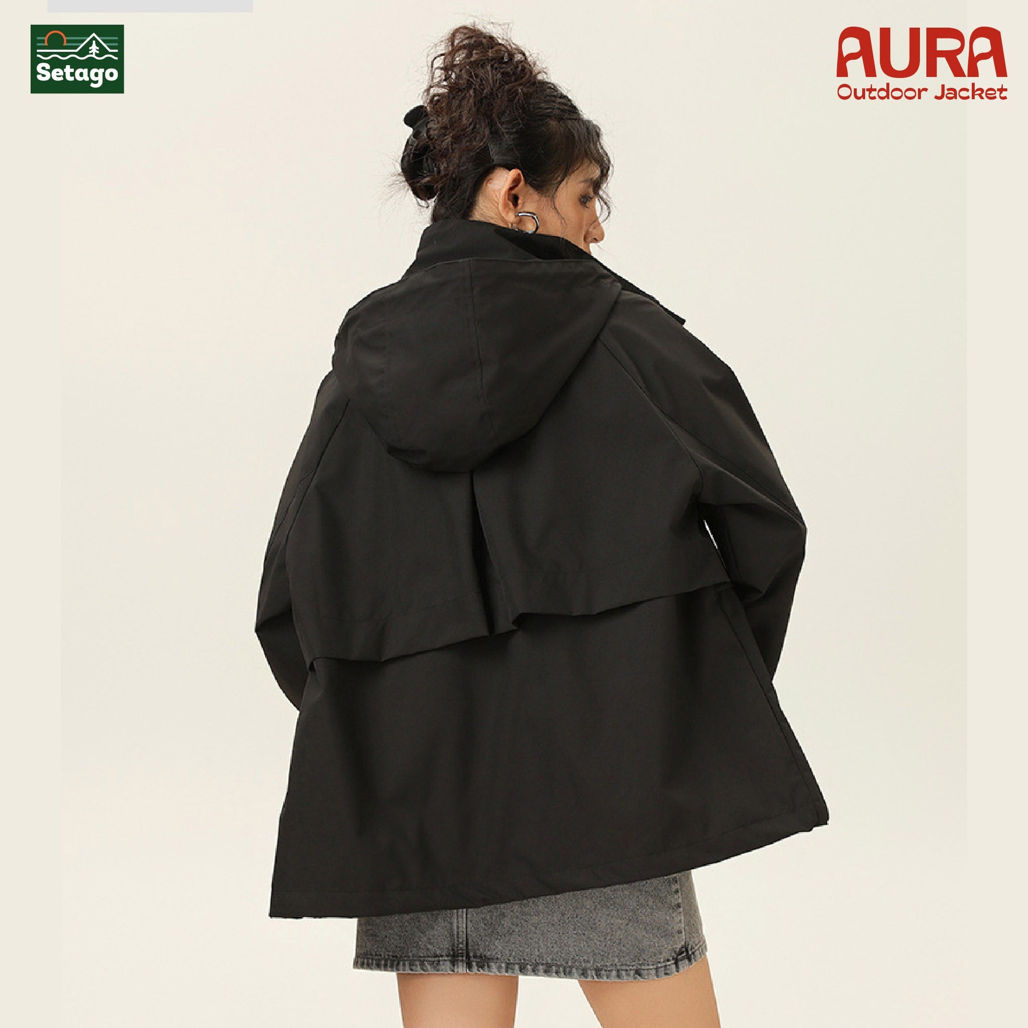 Áo khoác dã ngoại Aura - dáng oversize năng động với cổ cao giúp chống gió, chống thấm nước, chống nắng tối ưu