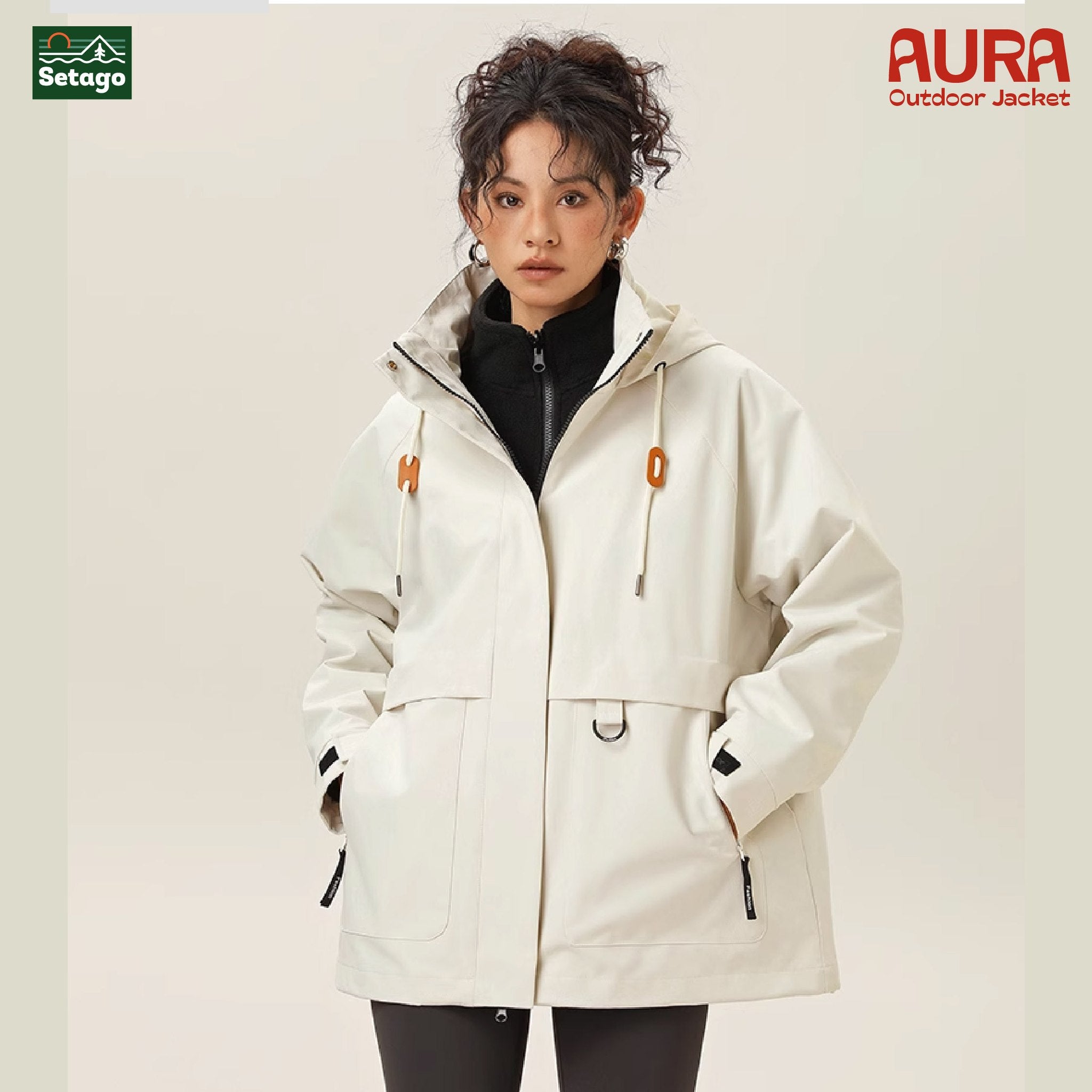 Áo khoác dã ngoại Aura - dáng oversize năng động với cổ cao giúp chống gió, chống thấm nước, chống nắng tối ưu