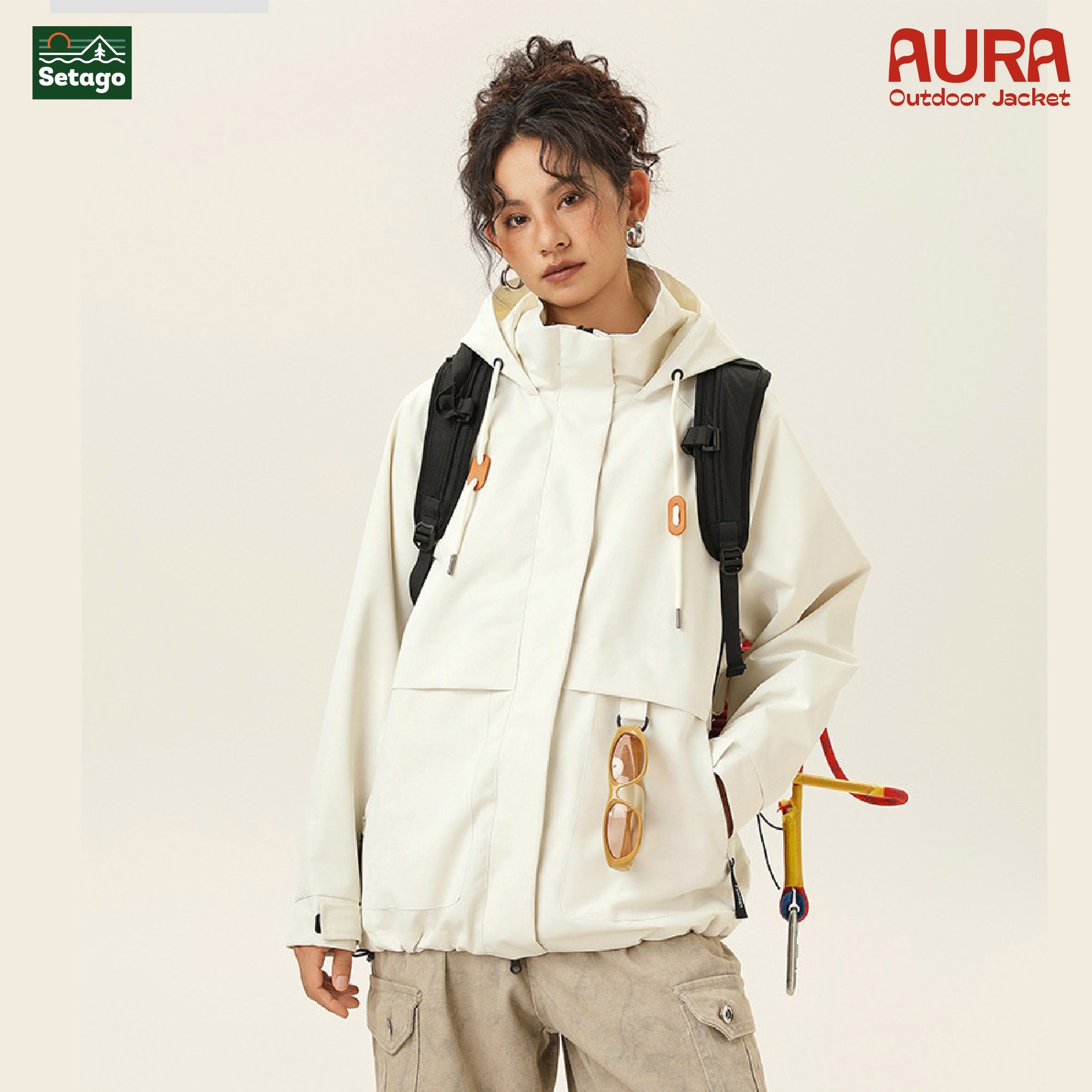Áo khoác dã ngoại Aura - dáng oversize năng động với cổ cao giúp chống gió, chống thấm nước, chống nắng tối ưu