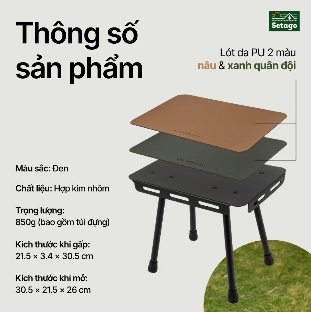Bàn Modi - siêu gọn, nhẹ tiện lợi, đựng vừa trong thùng gấp boxable, Balo
