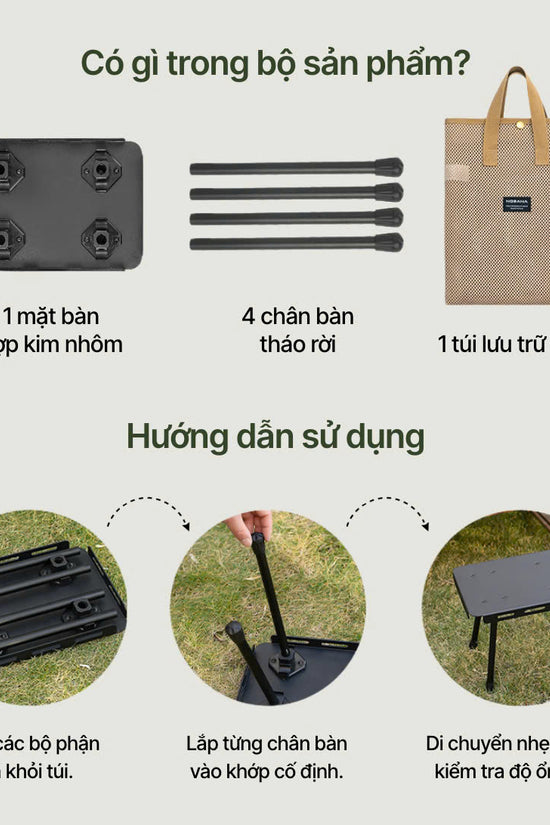 Bàn Modi - siêu gọn, nhẹ tiện lợi, đựng vừa trong thùng gấp boxable, Balo