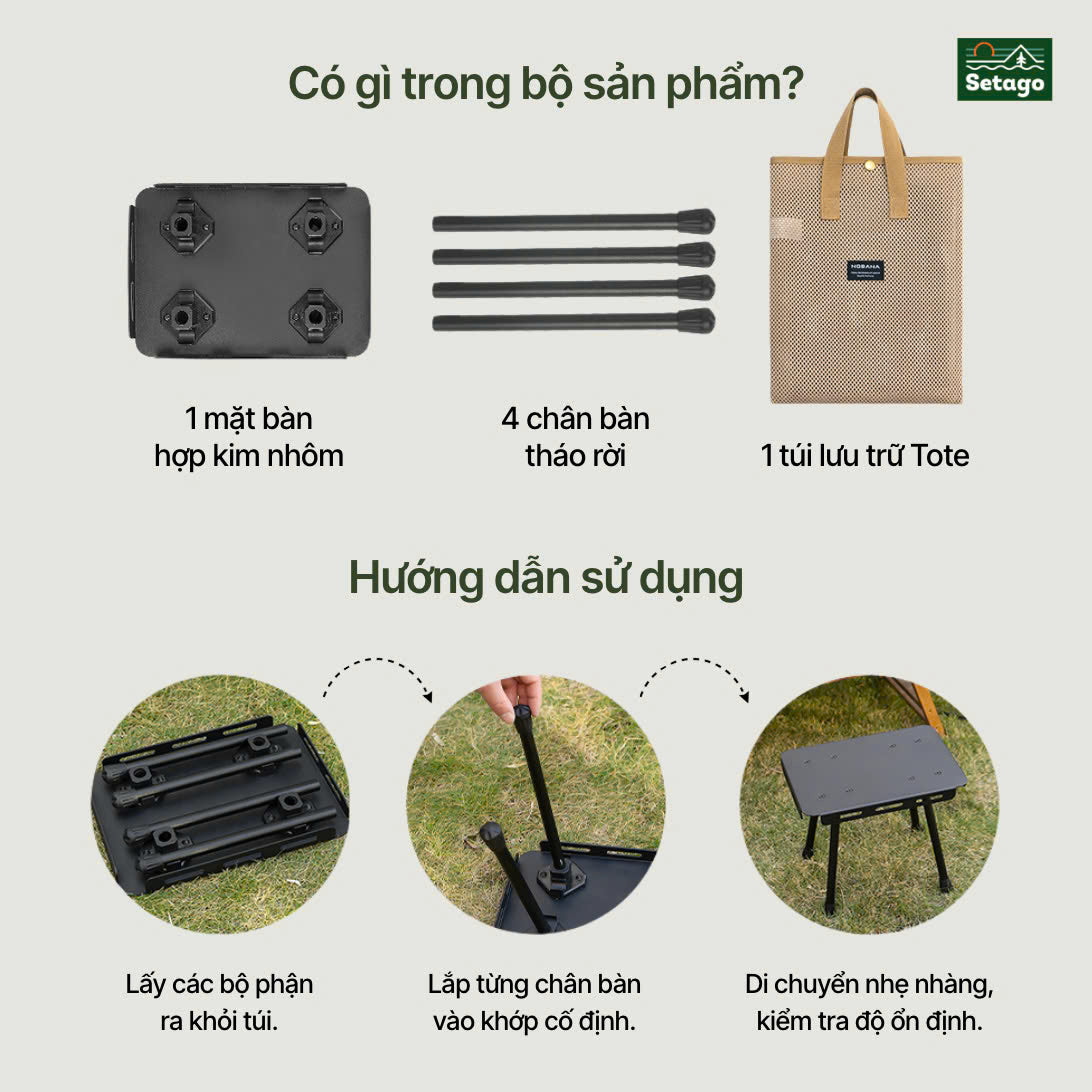 Bàn Modi - siêu gọn, nhẹ tiện lợi, đựng vừa trong thùng gấp boxable, Balo