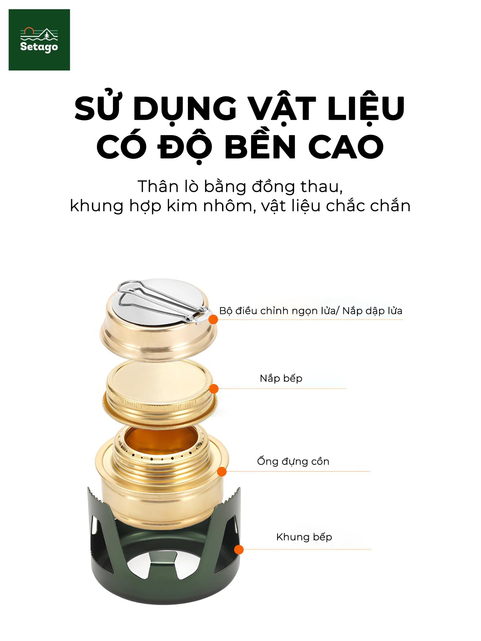 Bếp cồn cắm trại - Chất liệu xịn, đa dạng màu sắc và cực tiện lợi, nhỏ gọn khi mang đi du lịch, giúp chế biến món ăn, đồ uống nóng nhanh chóng