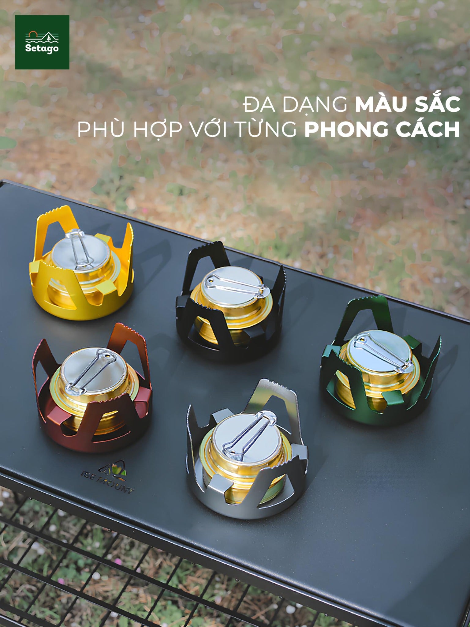 Bếp cồn cắm trại - Chất liệu xịn, đa dạng màu sắc và cực tiện lợi, nhỏ gọn khi mang đi du lịch, giúp chế biến món ăn, đồ uống nóng nhanh chóng