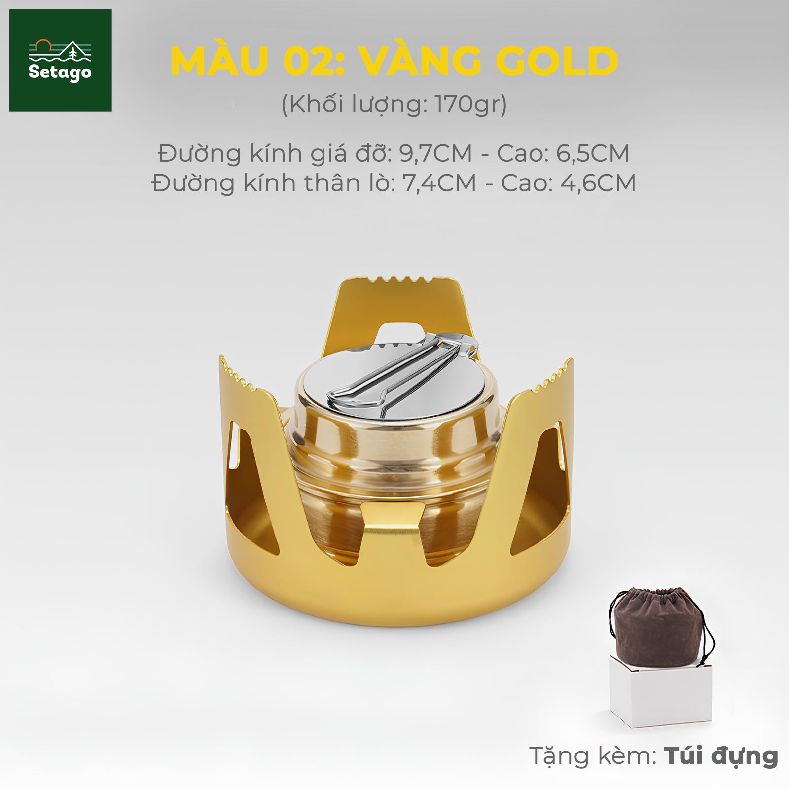 Bếp cồn cắm trại - Chất liệu xịn, đa dạng màu sắc và cực tiện lợi, nhỏ gọn khi mang đi du lịch, giúp chế biến món ăn, đồ uống nóng nhanh chóng