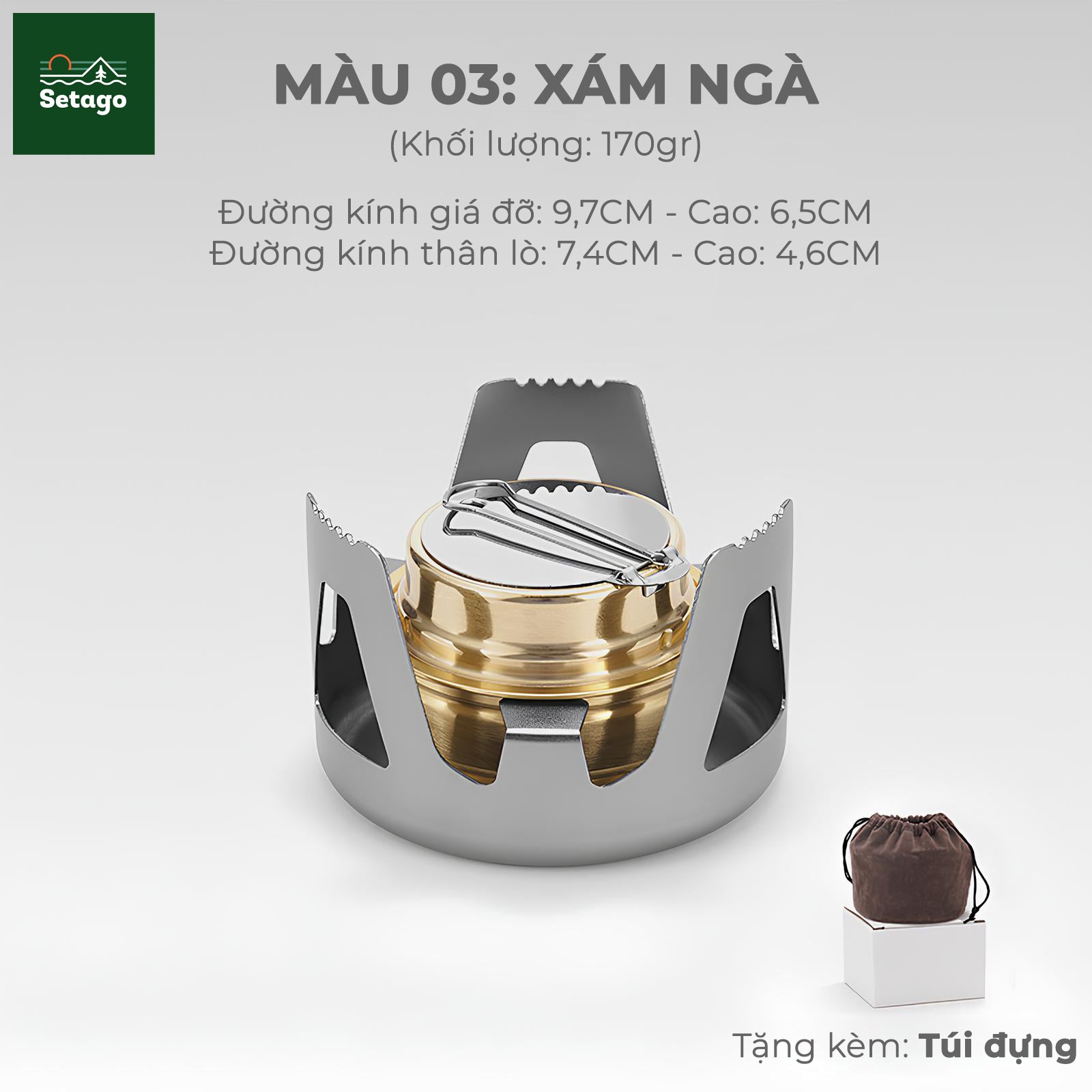 Bếp cồn cắm trại - Chất liệu xịn, đa dạng màu sắc và cực tiện lợi, nhỏ gọn khi mang đi du lịch, giúp chế biến món ăn, đồ uống nóng nhanh chóng