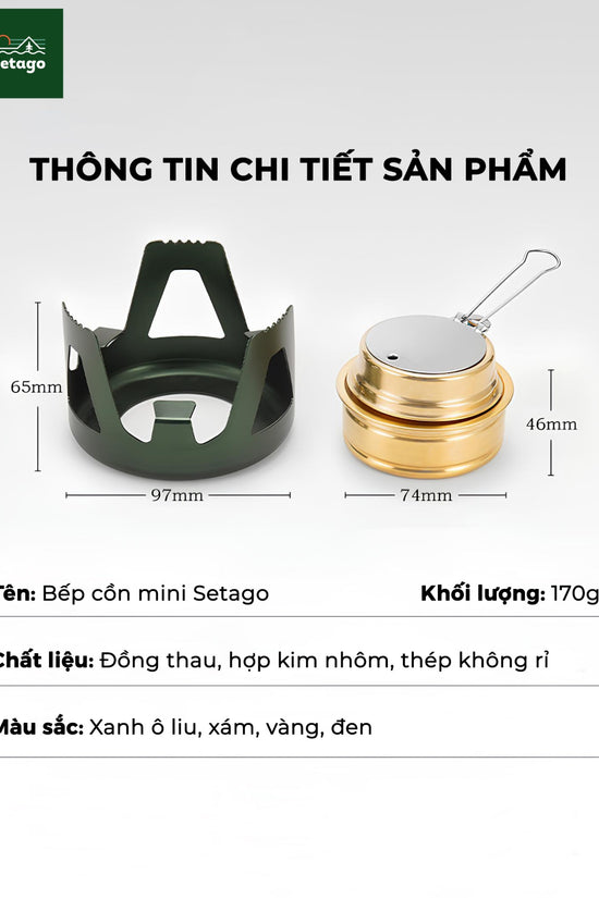 Bếp cồn cắm trại - Chất liệu xịn, đa dạng màu sắc và cực tiện lợi, nhỏ gọn khi mang đi du lịch, giúp chế biến món ăn, đồ uống nóng nhanh chóng
