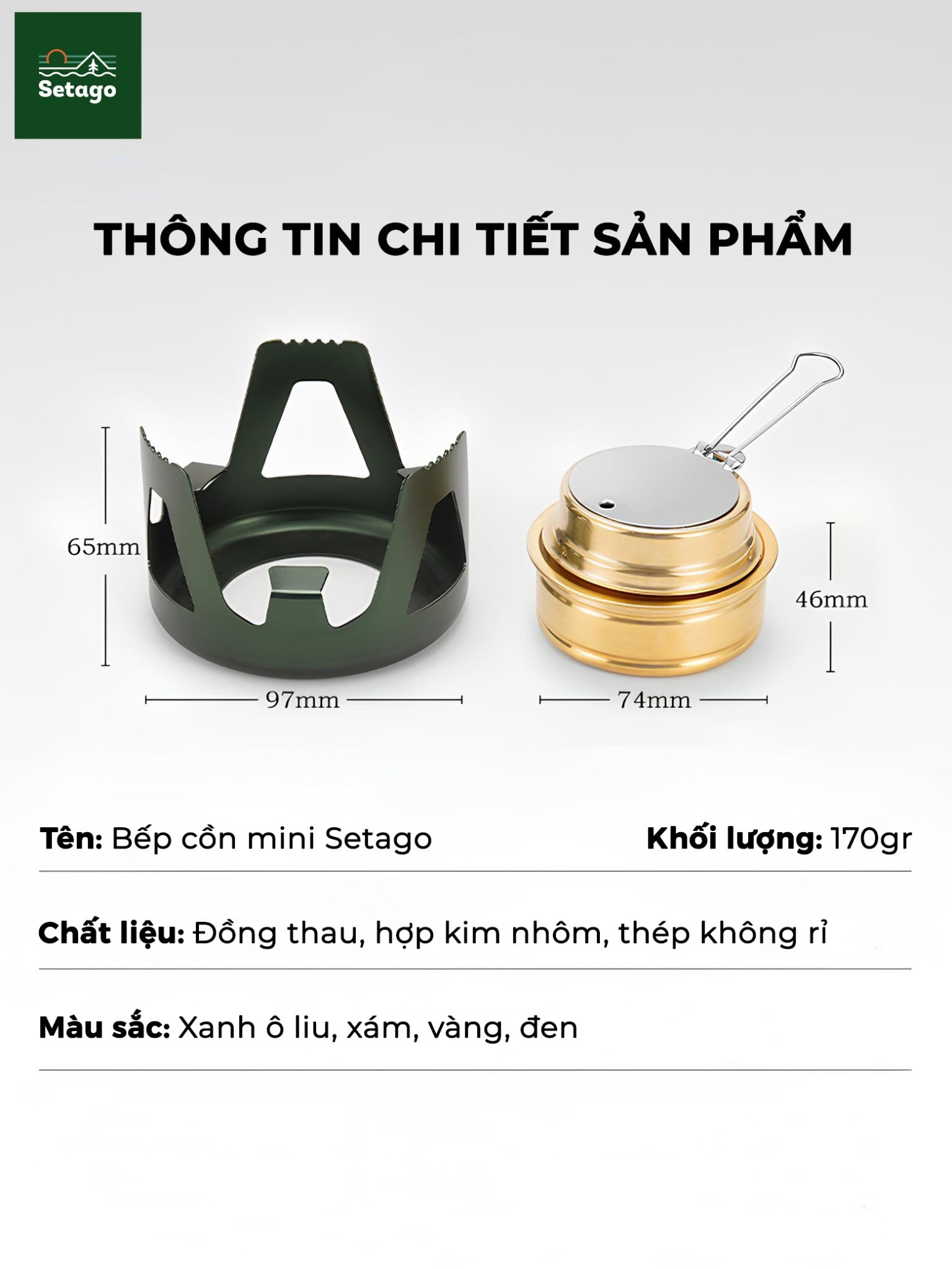 Bếp cồn cắm trại - Chất liệu xịn, đa dạng màu sắc và cực tiện lợi, nhỏ gọn khi mang đi du lịch, giúp chế biến món ăn, đồ uống nóng nhanh chóng
