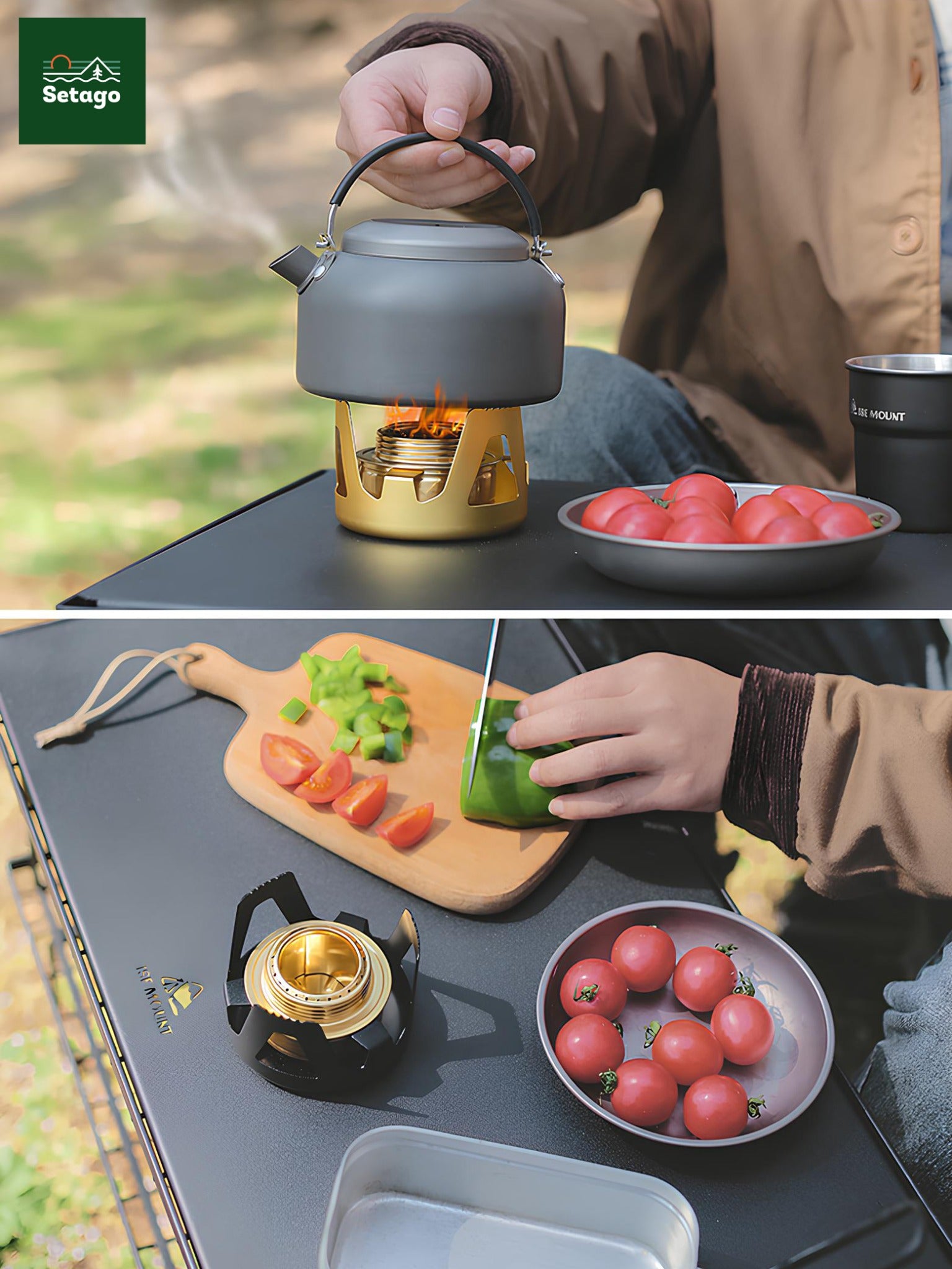 Bếp cồn cắm trại - Chất liệu xịn, đa dạng màu sắc và cực tiện lợi, nhỏ gọn khi mang đi du lịch, giúp chế biến món ăn, đồ uống nóng nhanh chóng