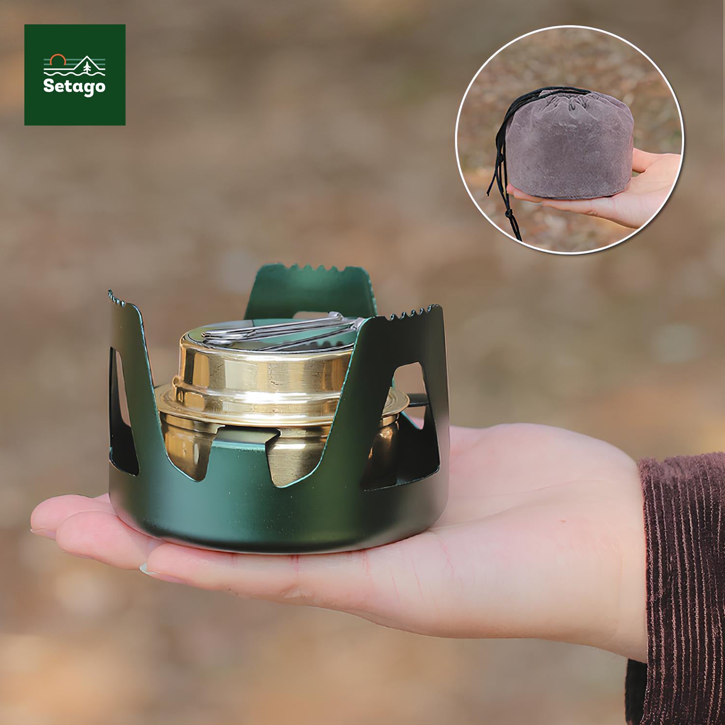 Bếp cồn cắm trại - Chất liệu xịn, đa dạng màu sắc và cực tiện lợi, nhỏ gọn khi mang đi du lịch, giúp chế biến món ăn, đồ uống nóng nhanh chóng