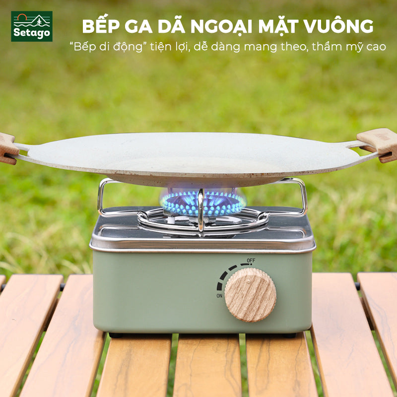 Bếp gas vuông – bếp du lịch nhỏ gọn, hiện đại thích hợp cho chuyến dã ngoại, cắm trại, chất liệu thép không gỉ
