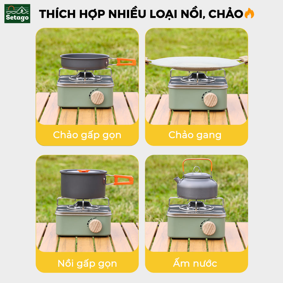 Bếp gas vuông – bếp du lịch nhỏ gọn, hiện đại thích hợp cho chuyến dã ngoại, cắm trại, chất liệu thép không gỉ