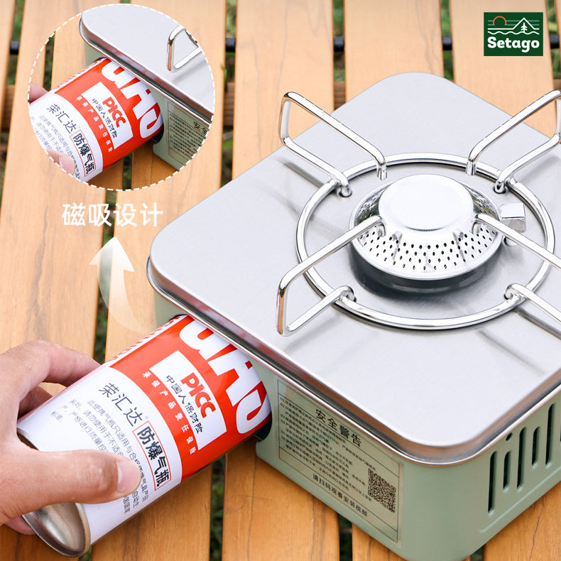 Bếp gas vuông – bếp du lịch nhỏ gọn, hiện đại thích hợp cho chuyến dã ngoại, cắm trại, chất liệu thép không gỉ
