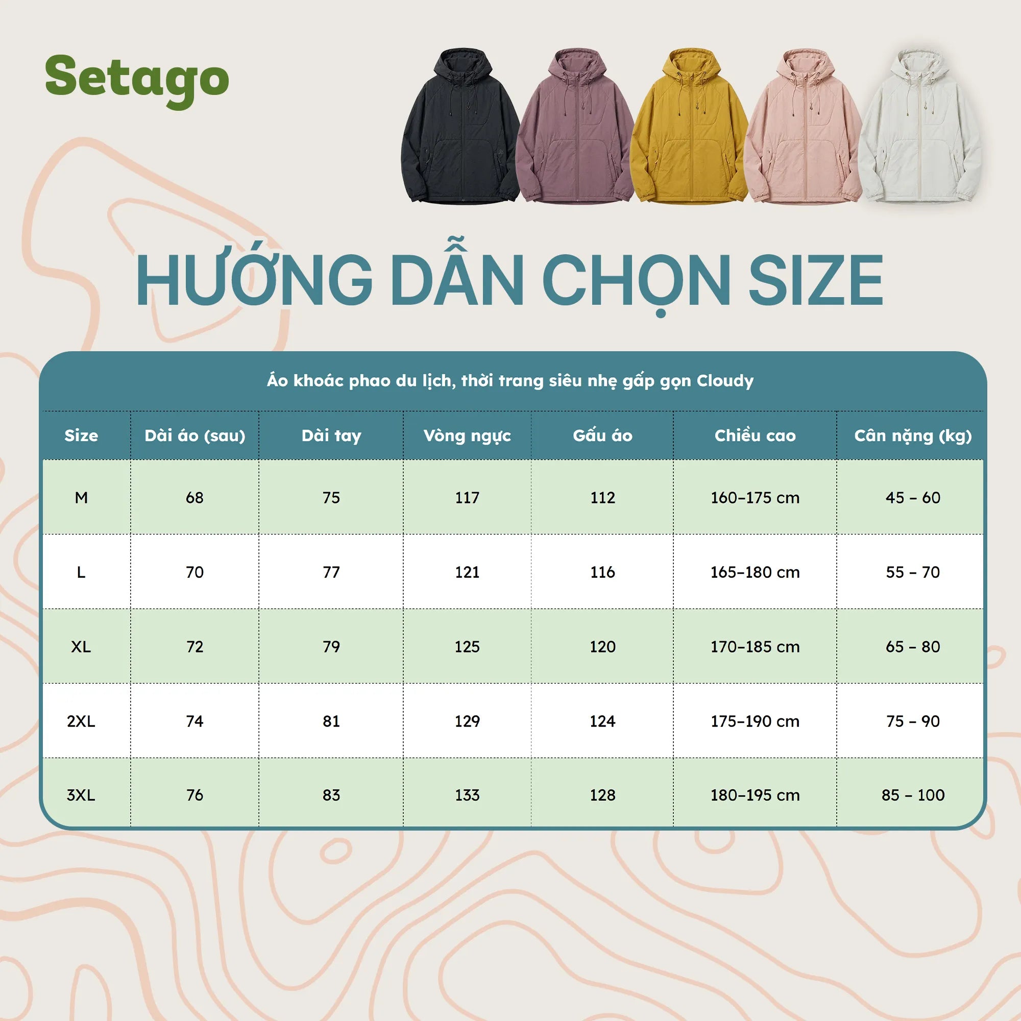 Áo khoác phao du lịch, thời trang siêu nhẹ gấp gọn Cloudy