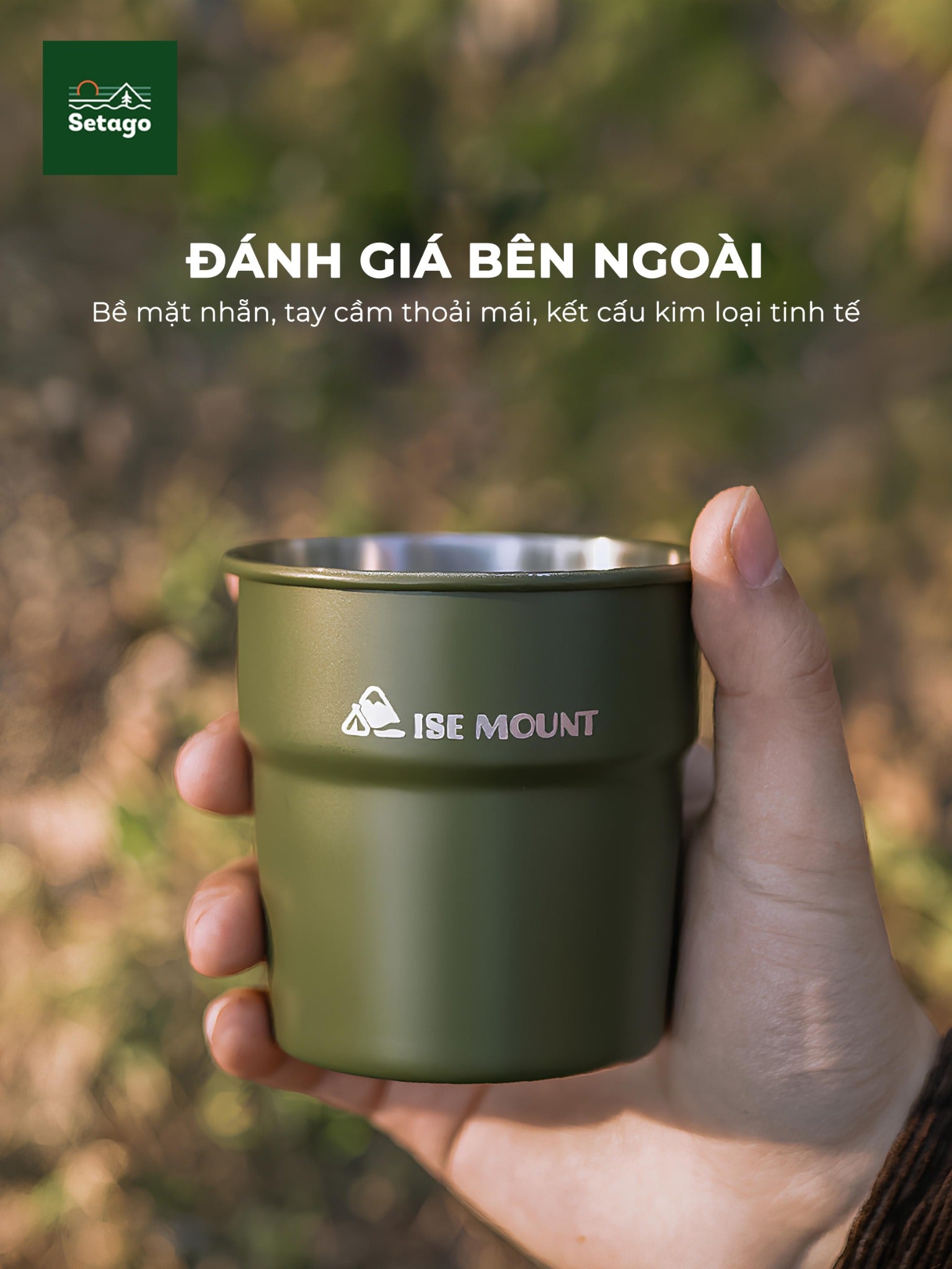 Cốc inox dã ngoại, cắm trại xinh xắn, dày dặn, nhiều màu sắc và có thể xếp chồng phù hợp cho gia đình, nhóm bạn