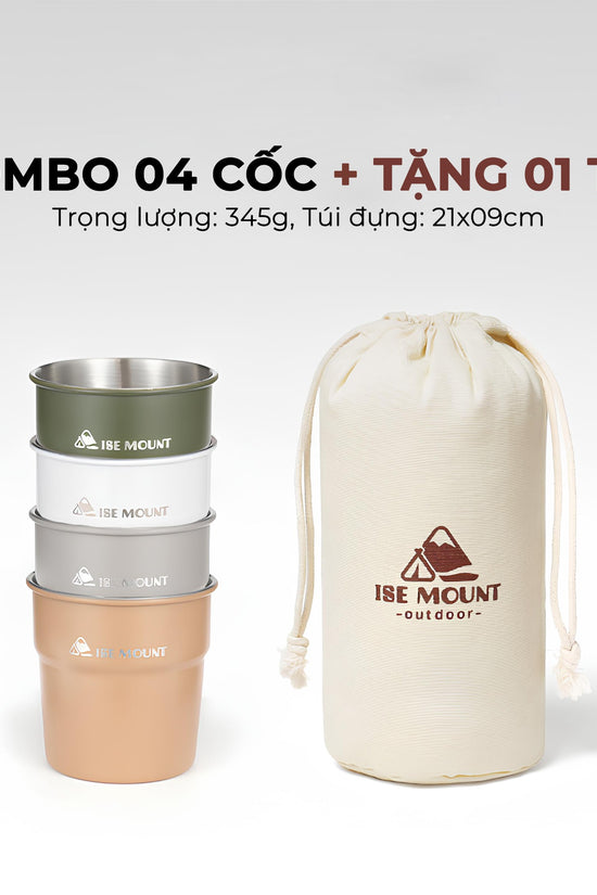 Cốc inox dã ngoại, cắm trại xinh xắn, dày dặn, nhiều màu sắc và có thể xếp chồng phù hợp cho gia đình, nhóm bạn