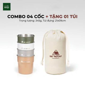 Bộ 4 cốc + 1 túi
