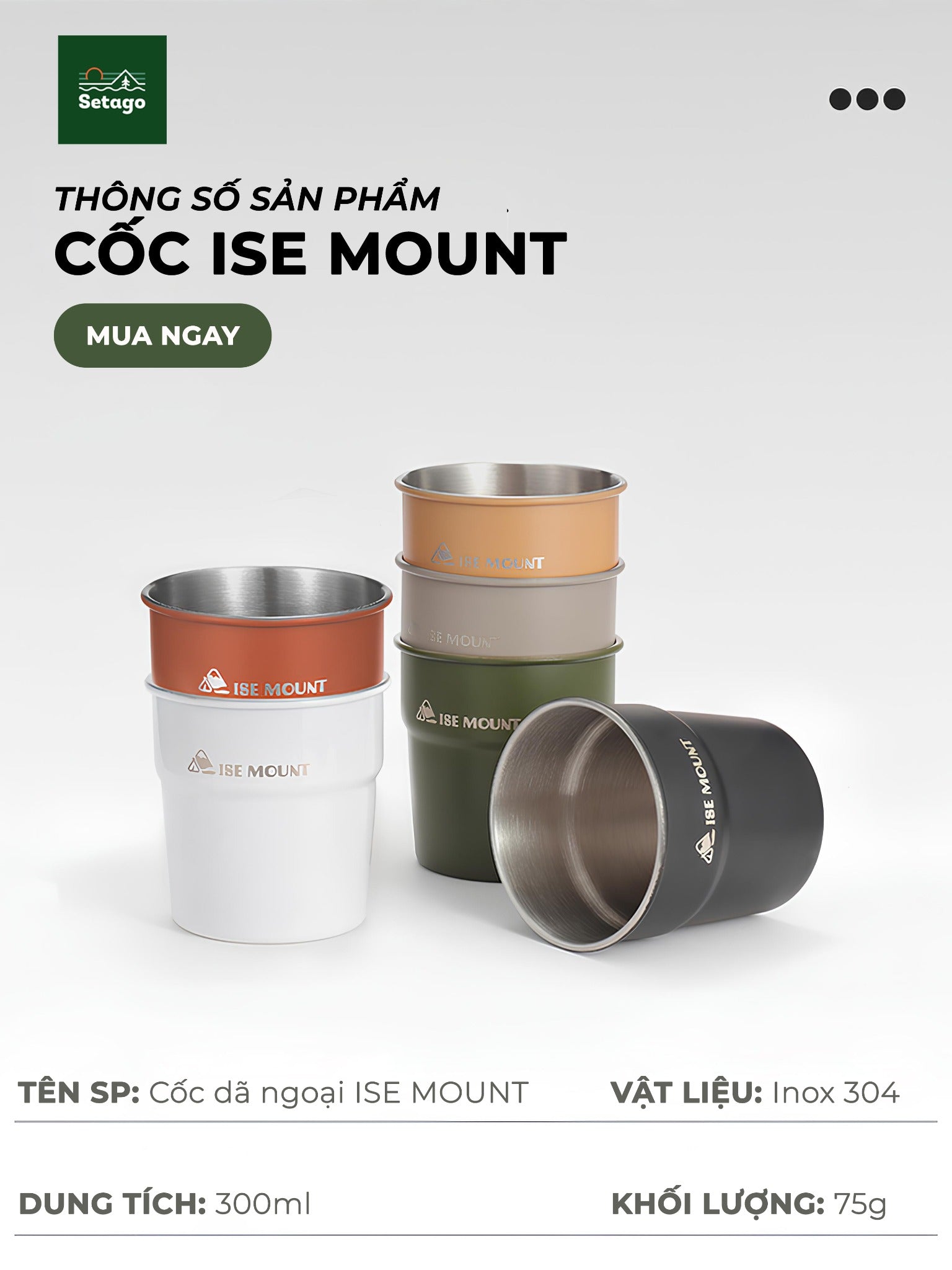Cốc inox dã ngoại, cắm trại xinh xắn, dày dặn, nhiều màu sắc và có thể xếp chồng phù hợp cho gia đình, nhóm bạn