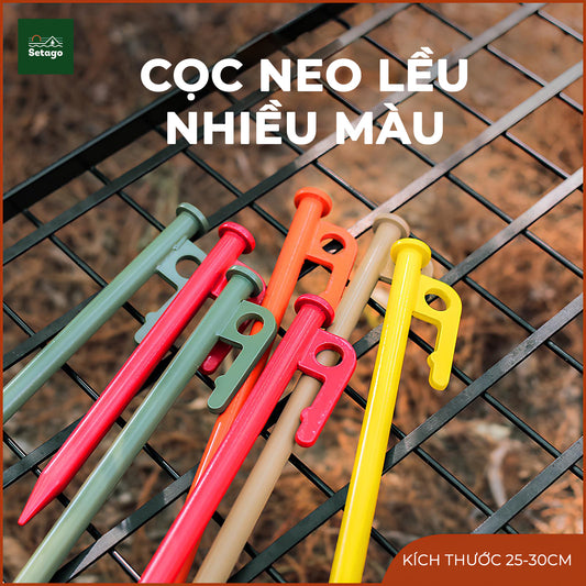 Đinh Cắm Trại, Cọc Neo Lều nhiều màu chuyên dụng, loại to 25cm - Đầu bo tròn dùng cho cắm trại, an toàn và bền bỉ, cắm siêu chắc