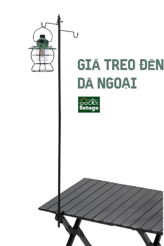 Cột treo đèn cắm trại bằng hợp kim nhôm, có thể cắm xuống đất hoặc kẹp vào mặt phẳng, cạnh bàn