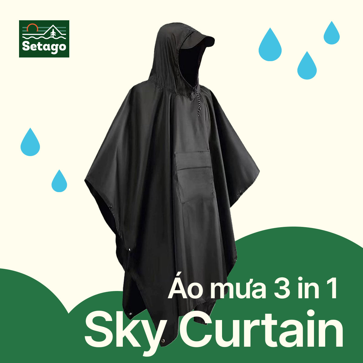 Áo mưa Sky Curtain - linh hoạt 3 trong 1