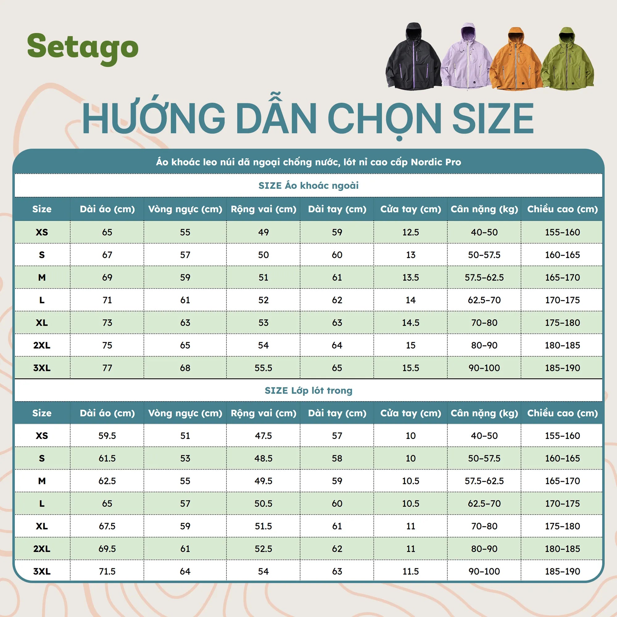 Áo khoác leo núi Nordic Pro – Chống nước, cản gió & lót nỉ ô vuông